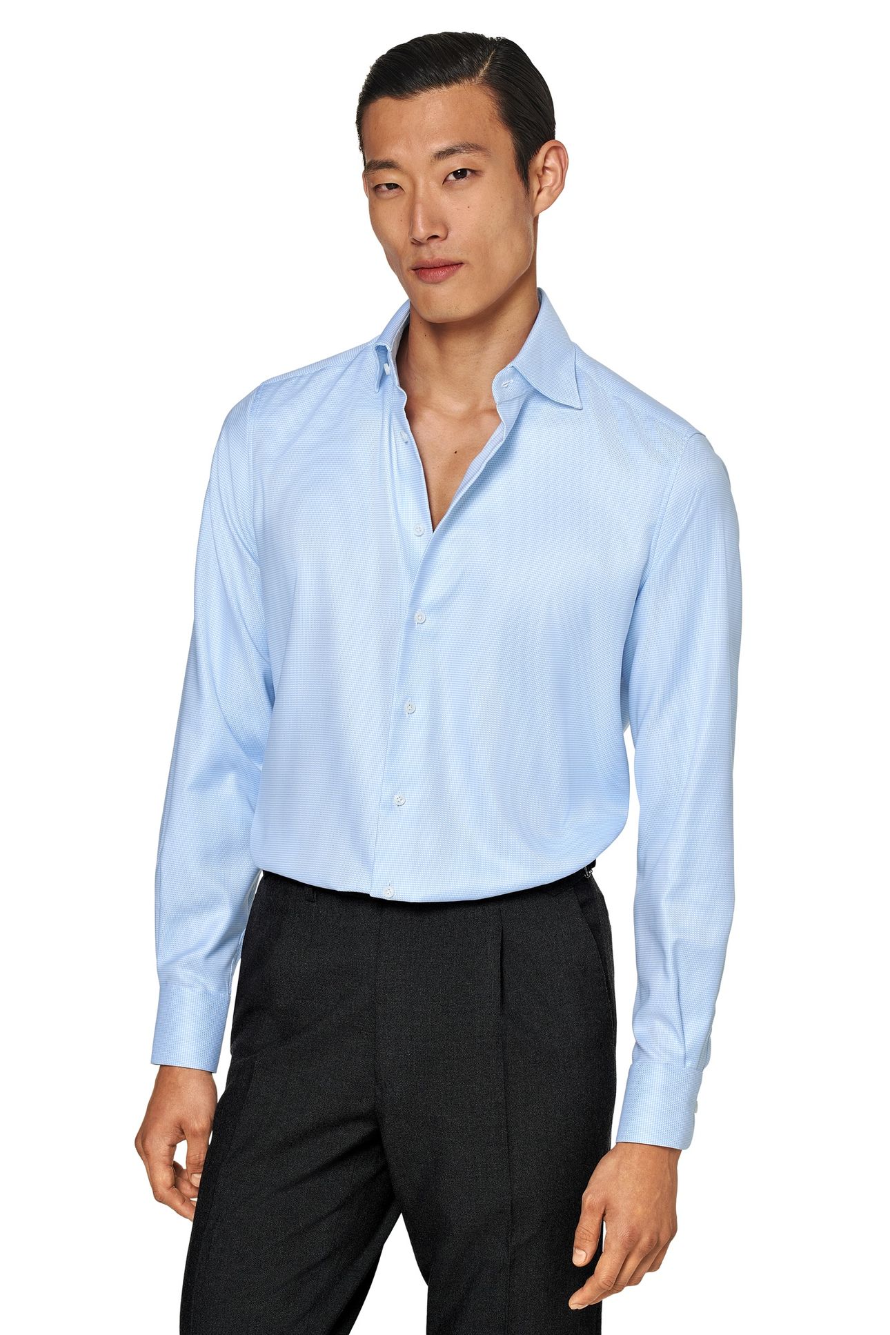 TRAVELLER L.BLUE HOUNDSTOOTH FORMAL SHIRTS LIGHT BLUE 2