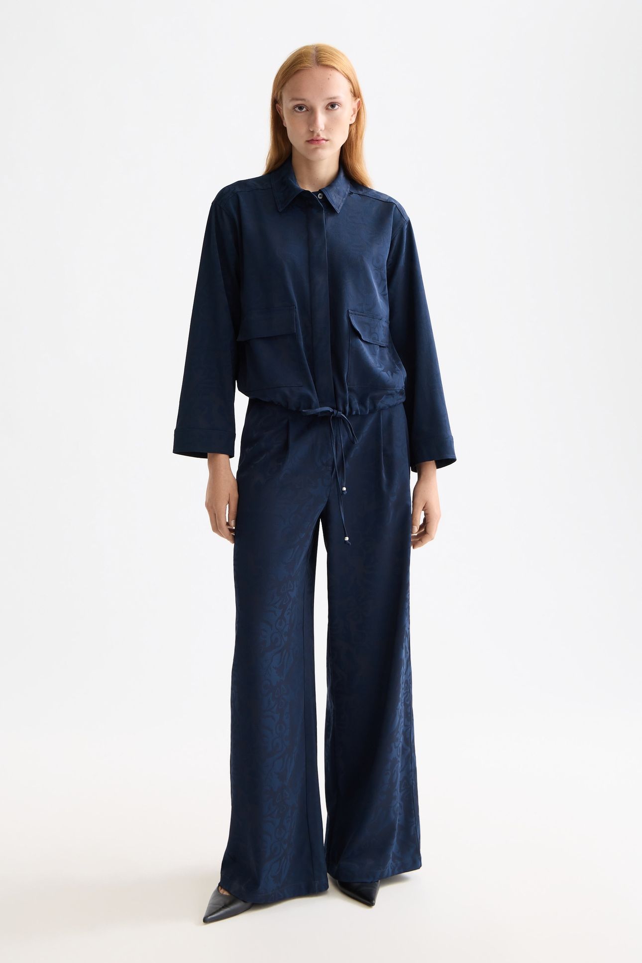 ELENI - HIGH RISE WIDE LEG PYJAMA PANTS SKY CAPTAIN 2