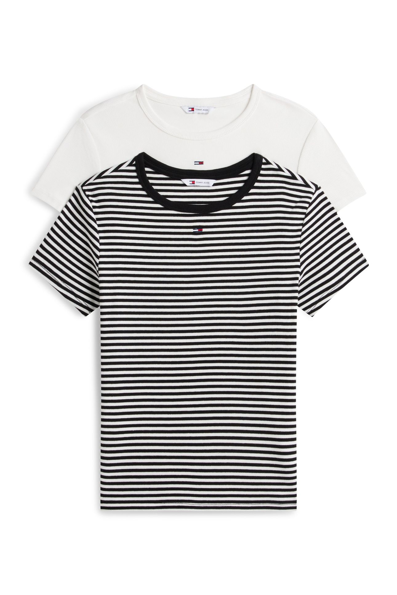 TJW 2-PACK SLIM ESSENTIAL T-SHIRT ECRU/ BLACK WHITE STRIPE 1