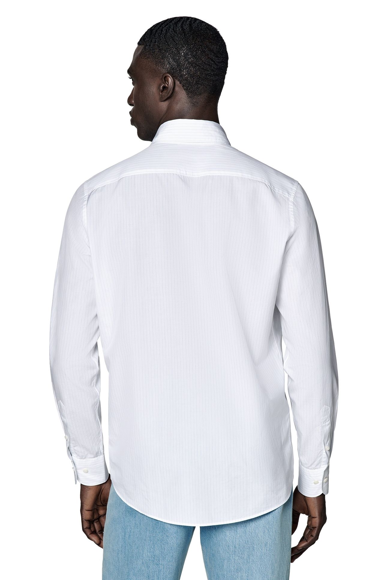 L. BLUE STRIPE POPLIN CASUAL SHIRTS WHITE 4