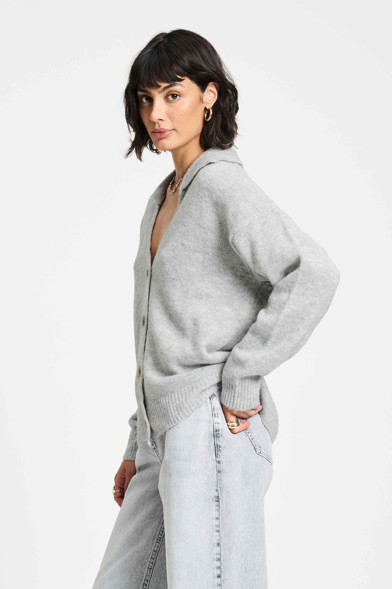 CARDIGAN - GREY MELANGE 1