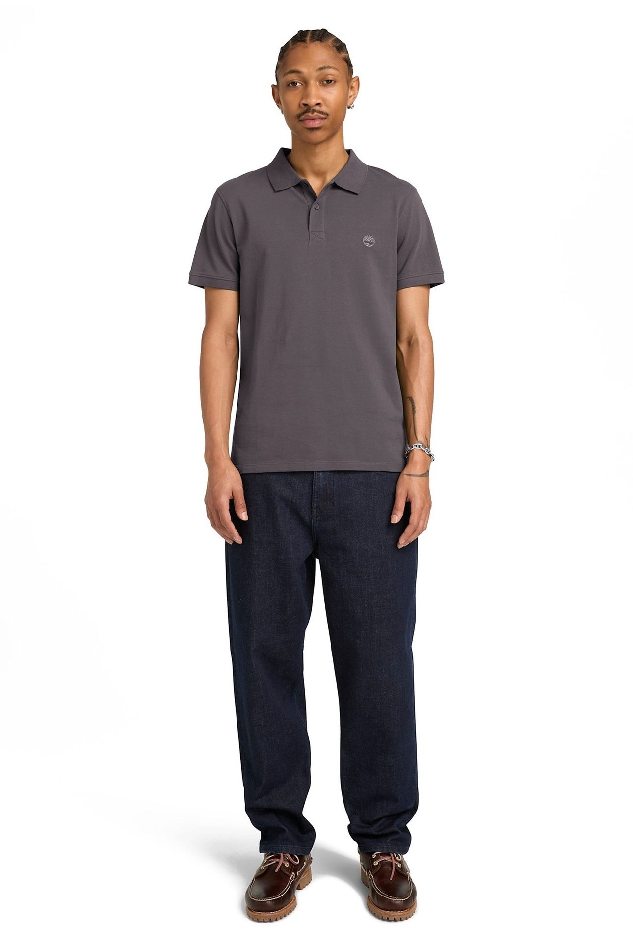 SHORT SLEEVE STRETCH POLO DARK GREY 1