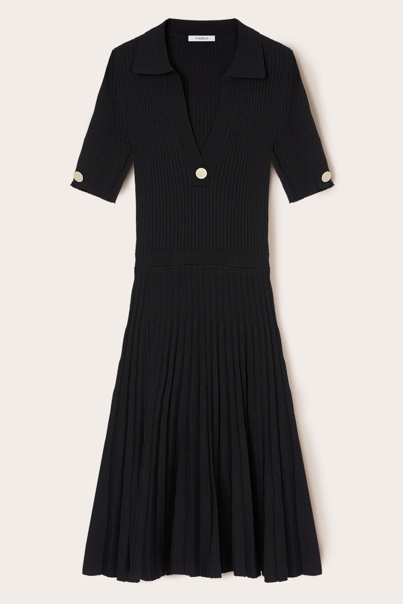 RIBBED KNIT DRESS WITH COLLAR BLACK 4
