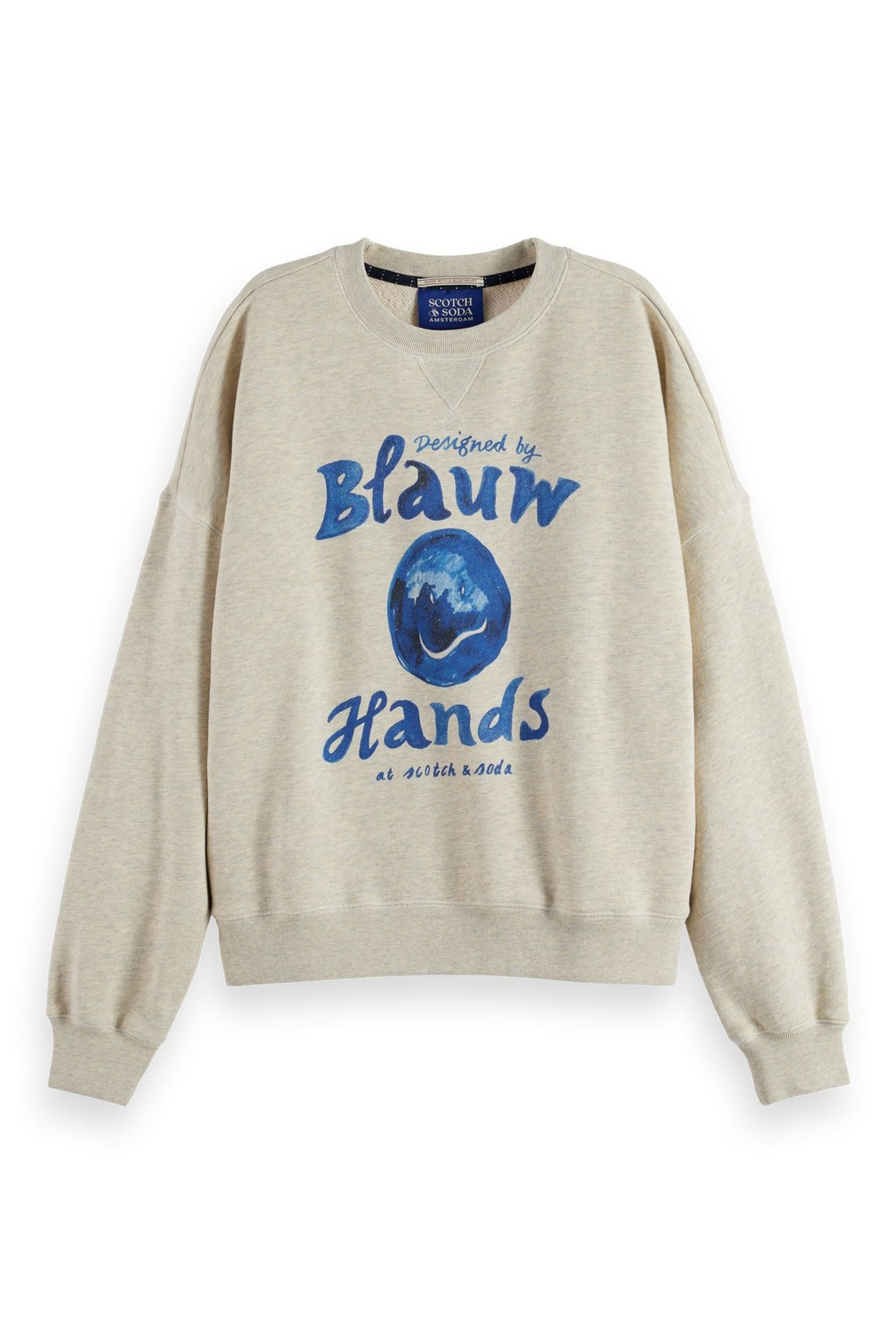 WASHED OVERSIZED FIT SWEATSHIRT WITH GRAPHIC ECRU MELANGE 4