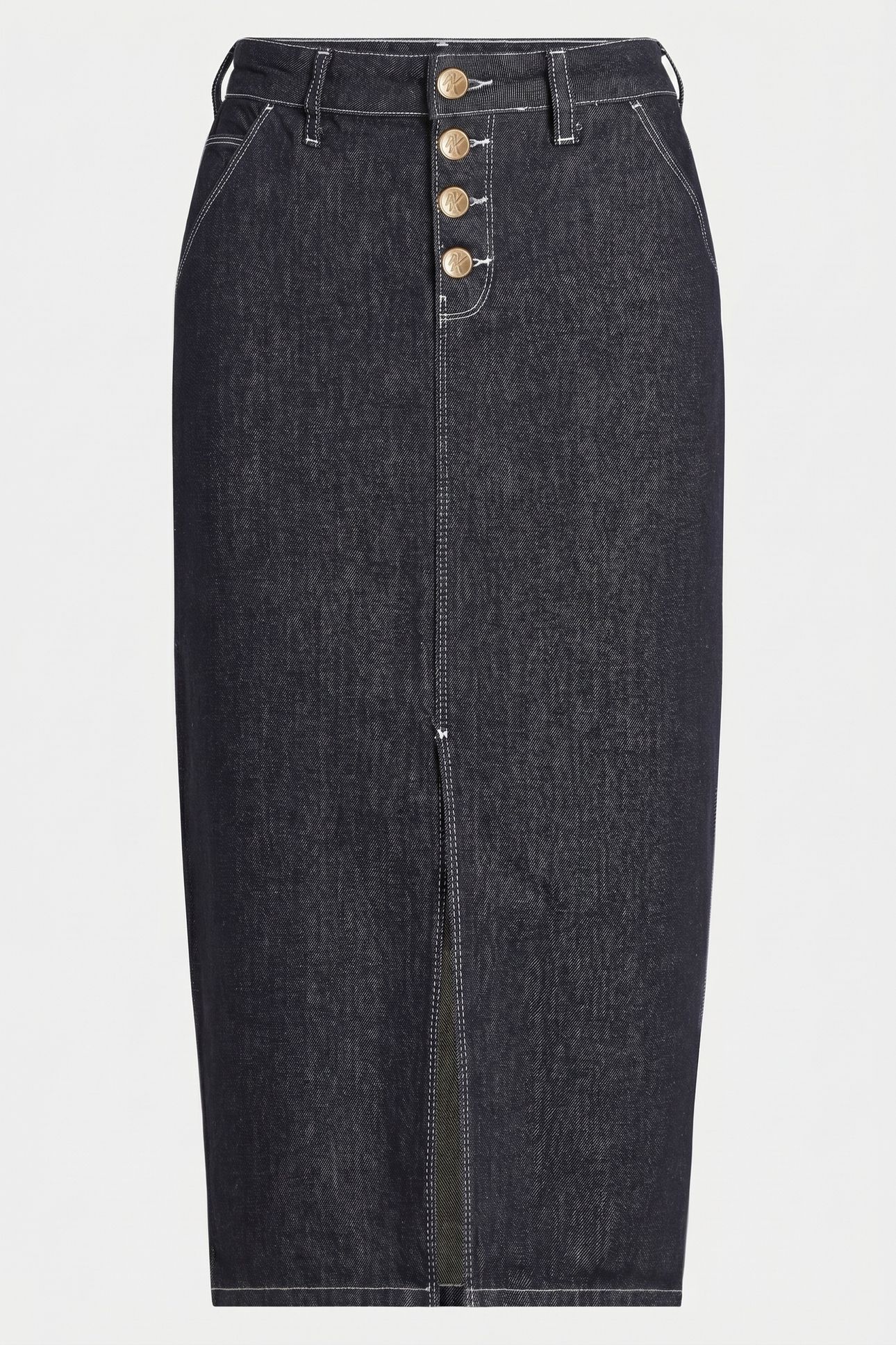 BUTTON DENIM SKIRT DARK BLUE DENIM 3