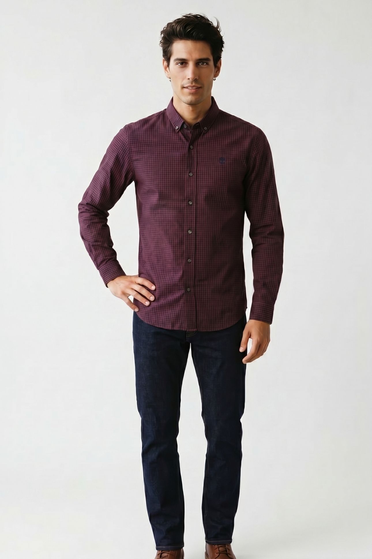 MICRO GINGHAM POPLIN SHIRT PORT ROYALE YD 1