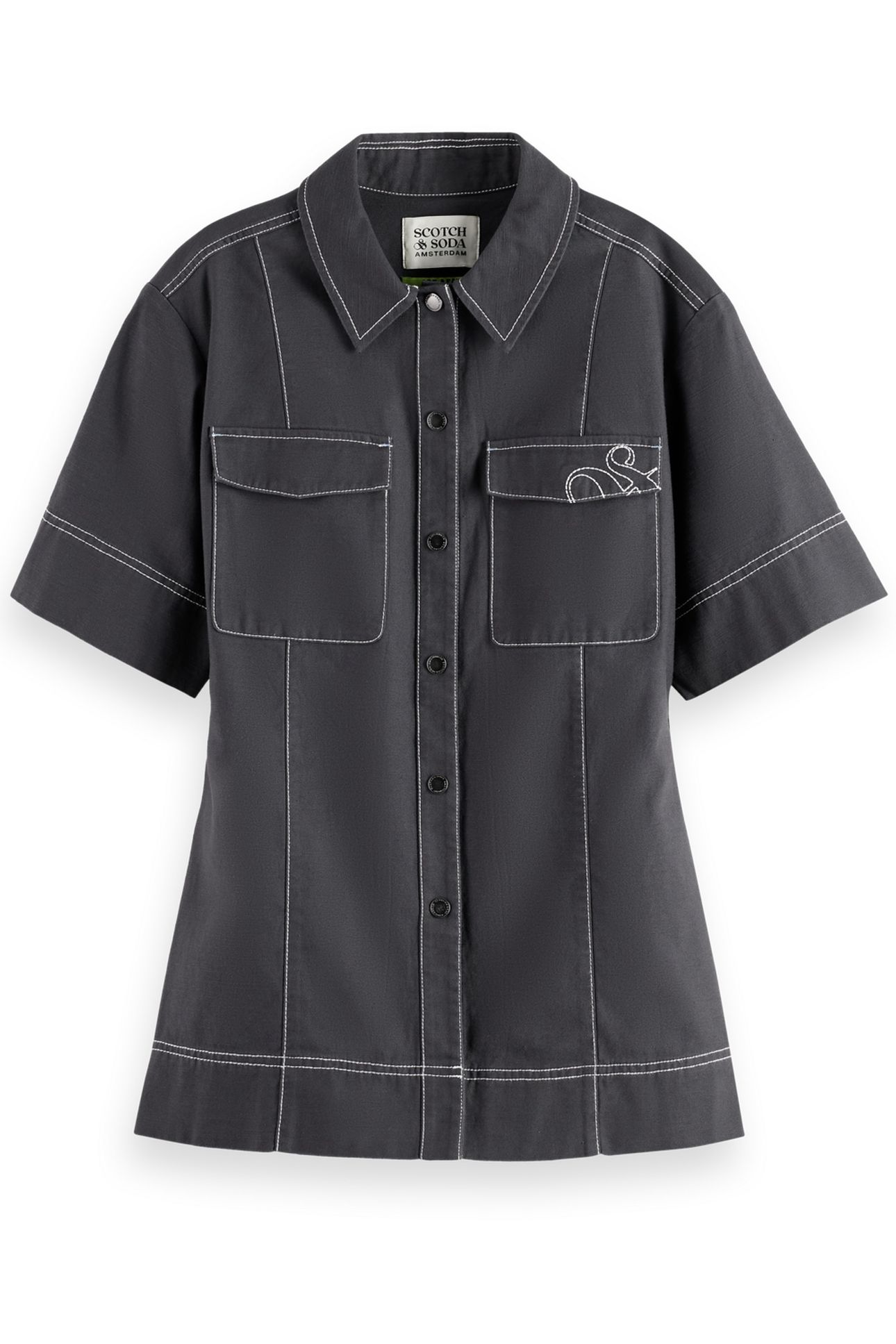 PATCH POCKET SHORT SLEEVE SHIRT CHARCOAL ART 4