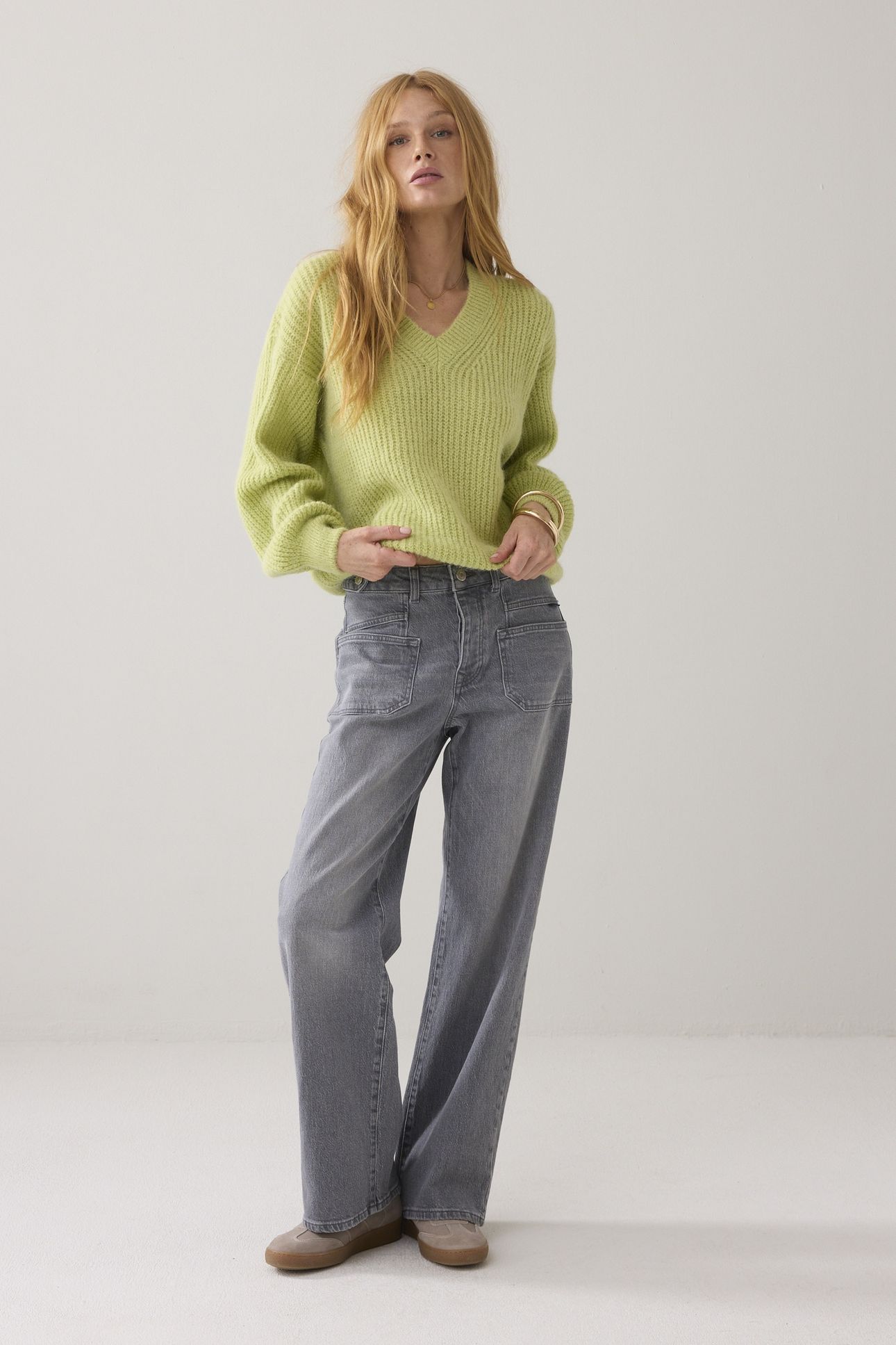 SWEATER GARMENT DYE KNIT MISTY LIME 2