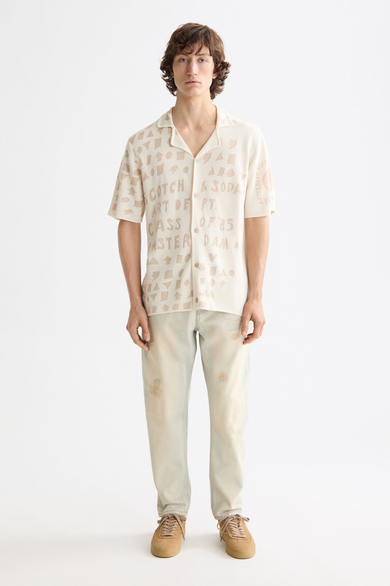 JACQUARD KNITTED SHIRT EGGNOG 1