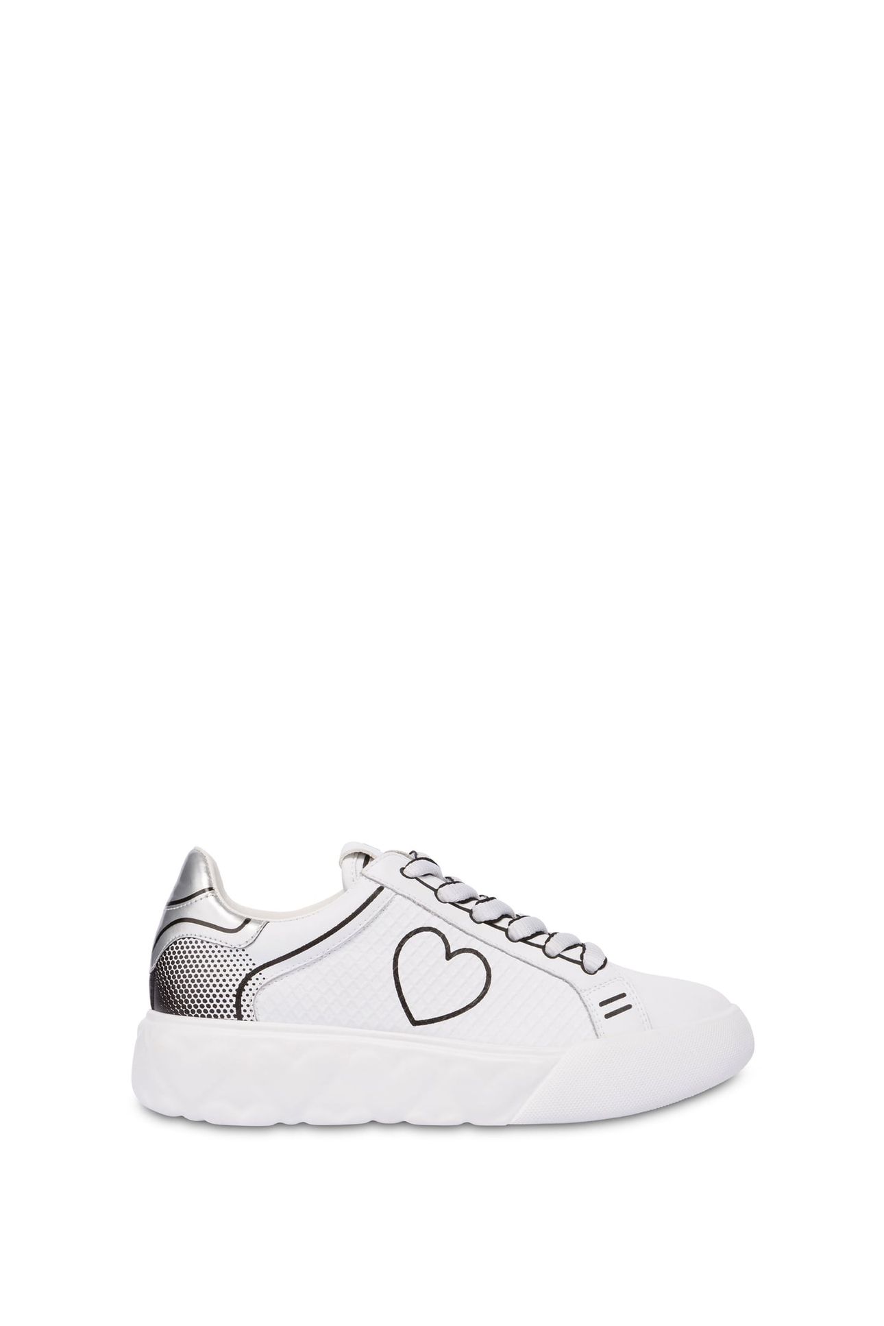 CALFSKIN SNEAKERS WITH HEART LOVE MESH PRINT WHITE 1