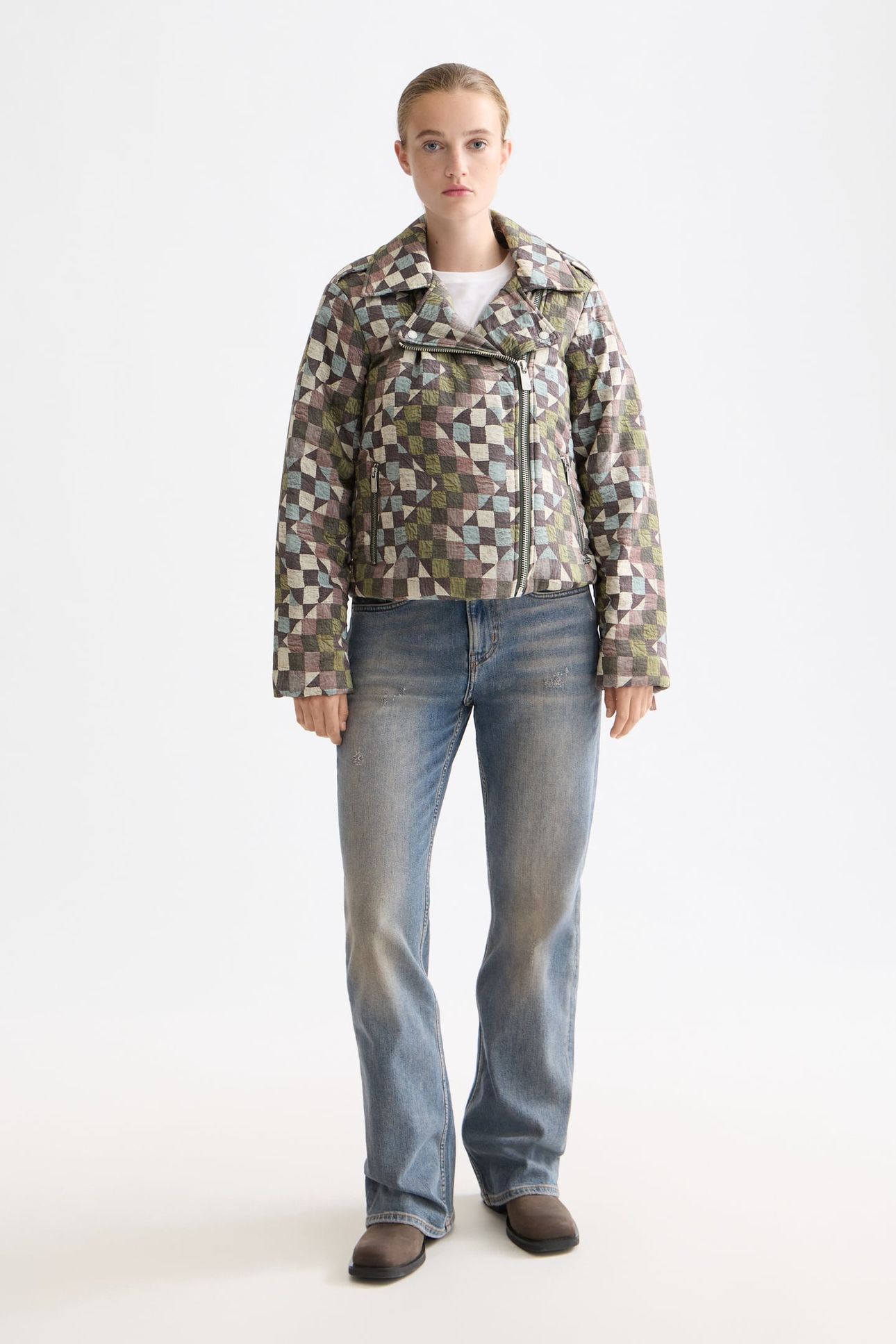 QUILTED BIKER JACKET MOUNTAINS PATCHWORK 1