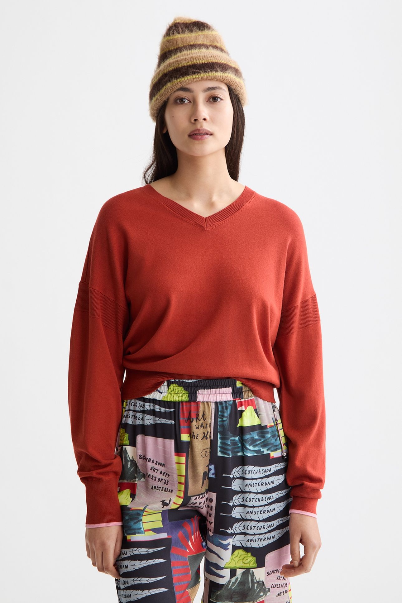 V-NECK RELAXED PULLOVER KETCHUP 1