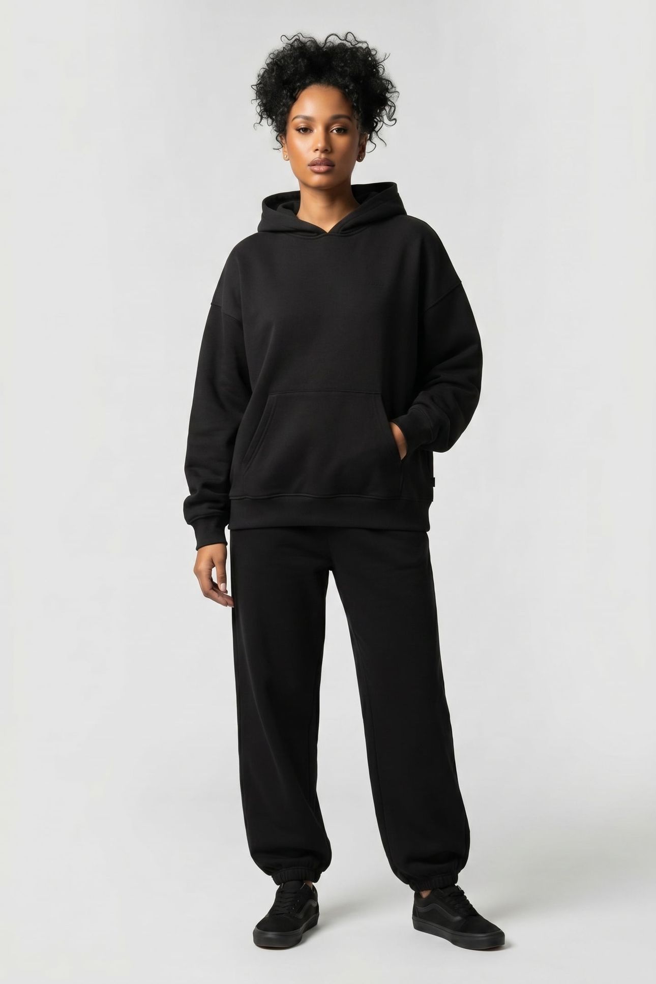 ELEVATED DOUBLE KNIT BLOUSANT HOODIE BLACK 1
