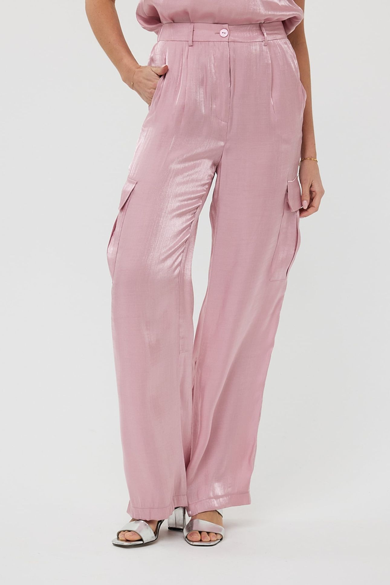 TROUSERS CARGO SILKY TOUCH PASTEL PINK 1