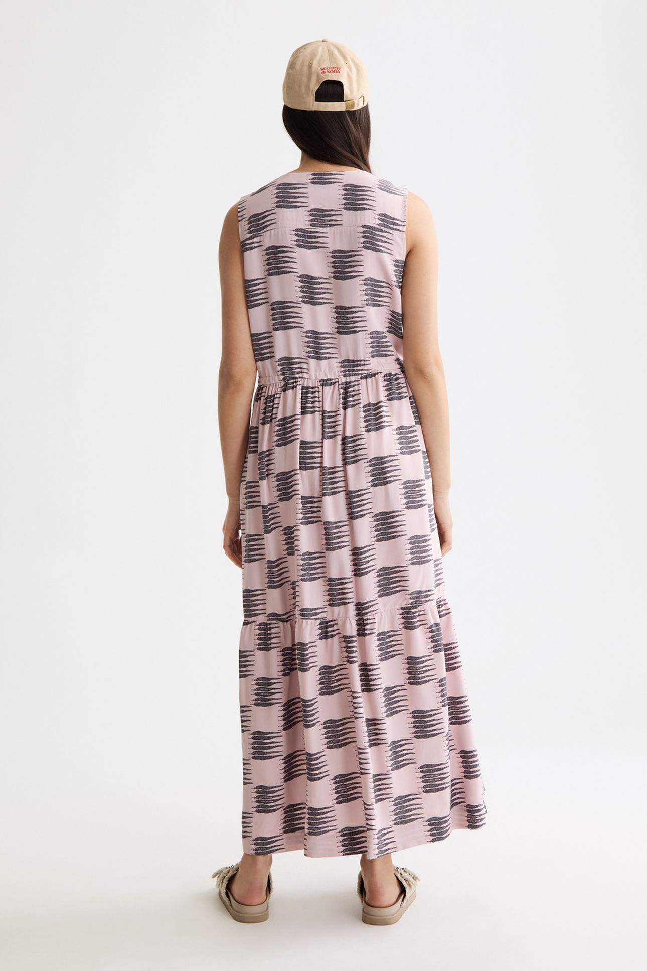 MIDI DRESS WITH GATHERED WAIST FEATHER BLOCK 2