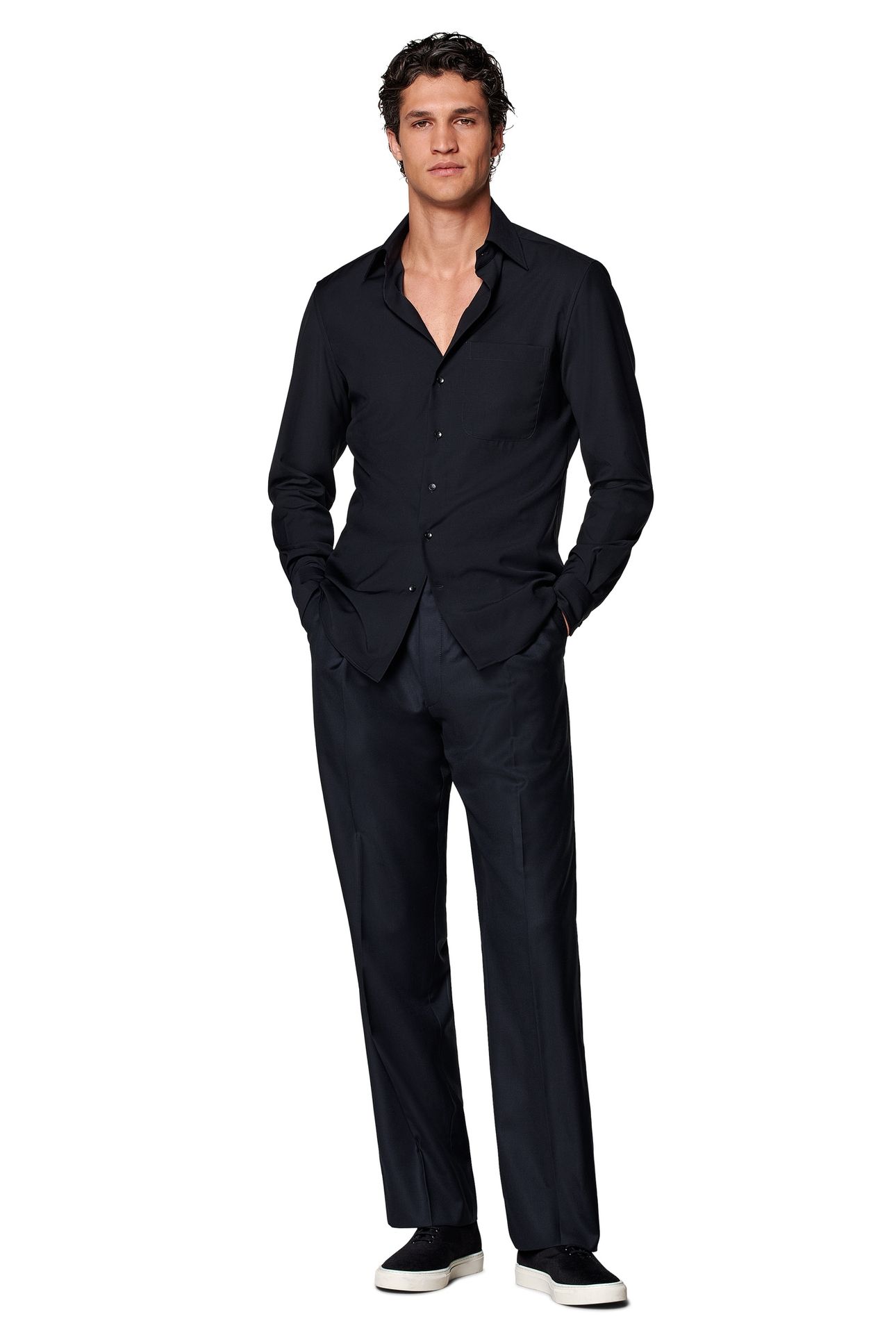 WASHABLE WOOL CASUAL SHIRTS NAVY 1