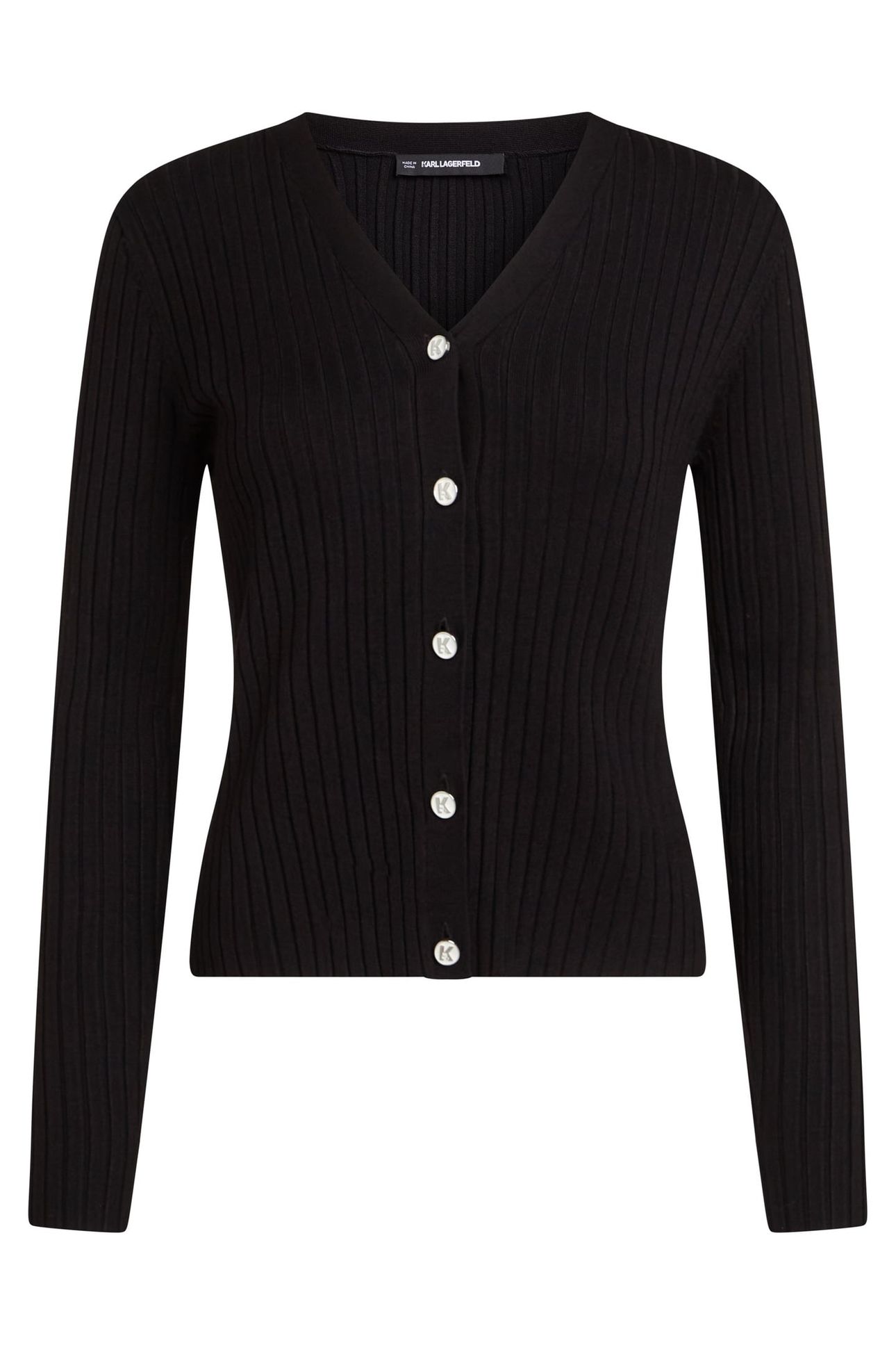 K BUTTON KNIT CARDIGAN BLACK 1
