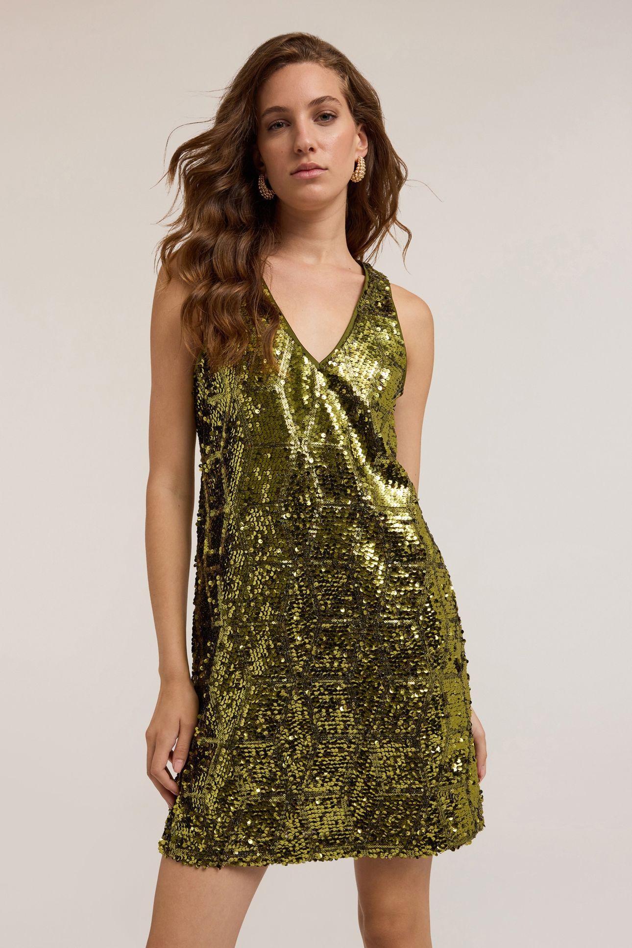 SEQUIN DRESS WITH GEOMETRIC DESIGN GREEN 3