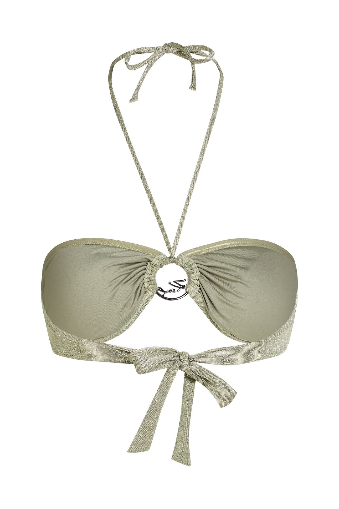 KARL DNA RING HALTER BANDEAU OIL GREEN LUREX 6