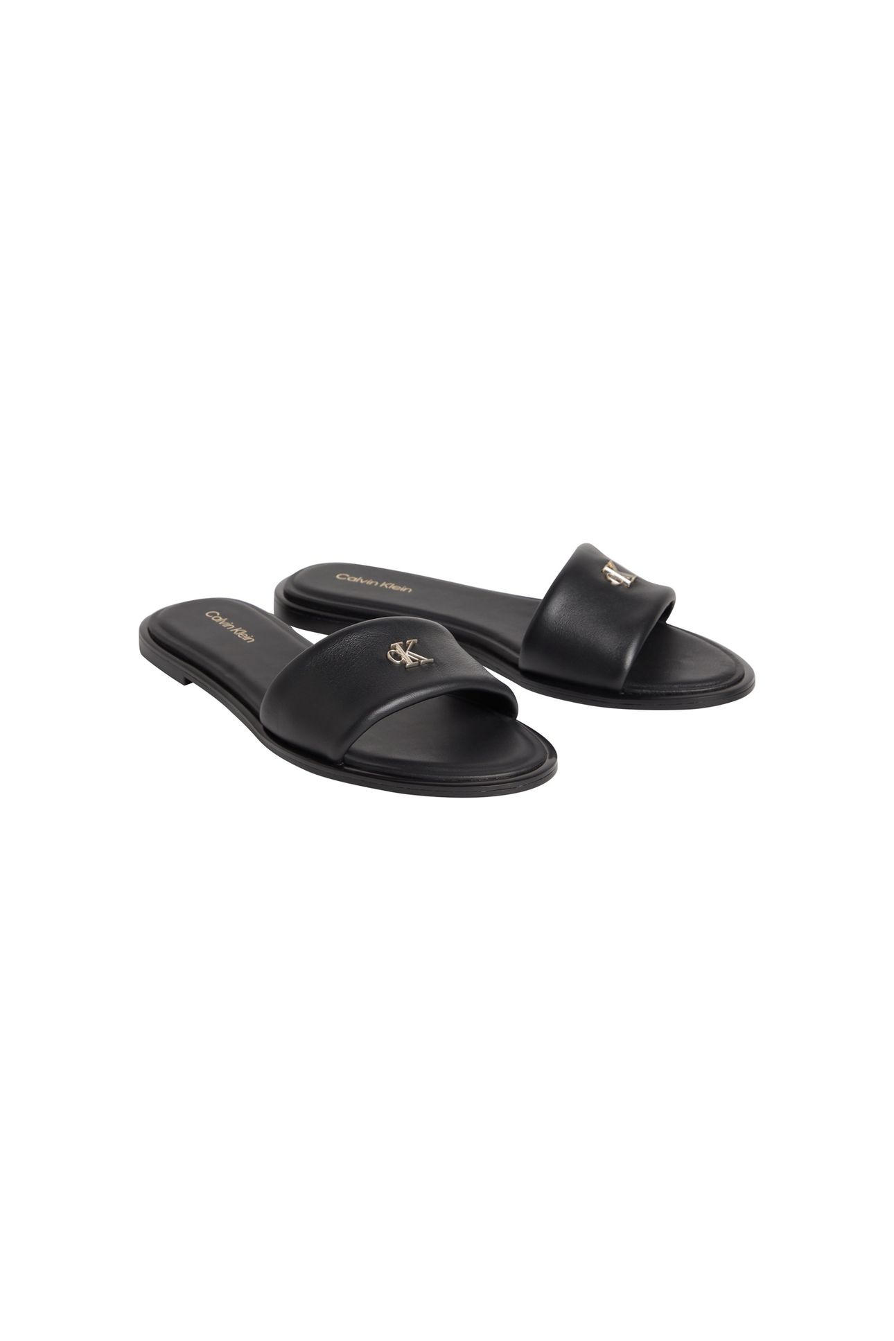 ROUND FLAT SANDAL LEATHER TRIPLE BLACK 2