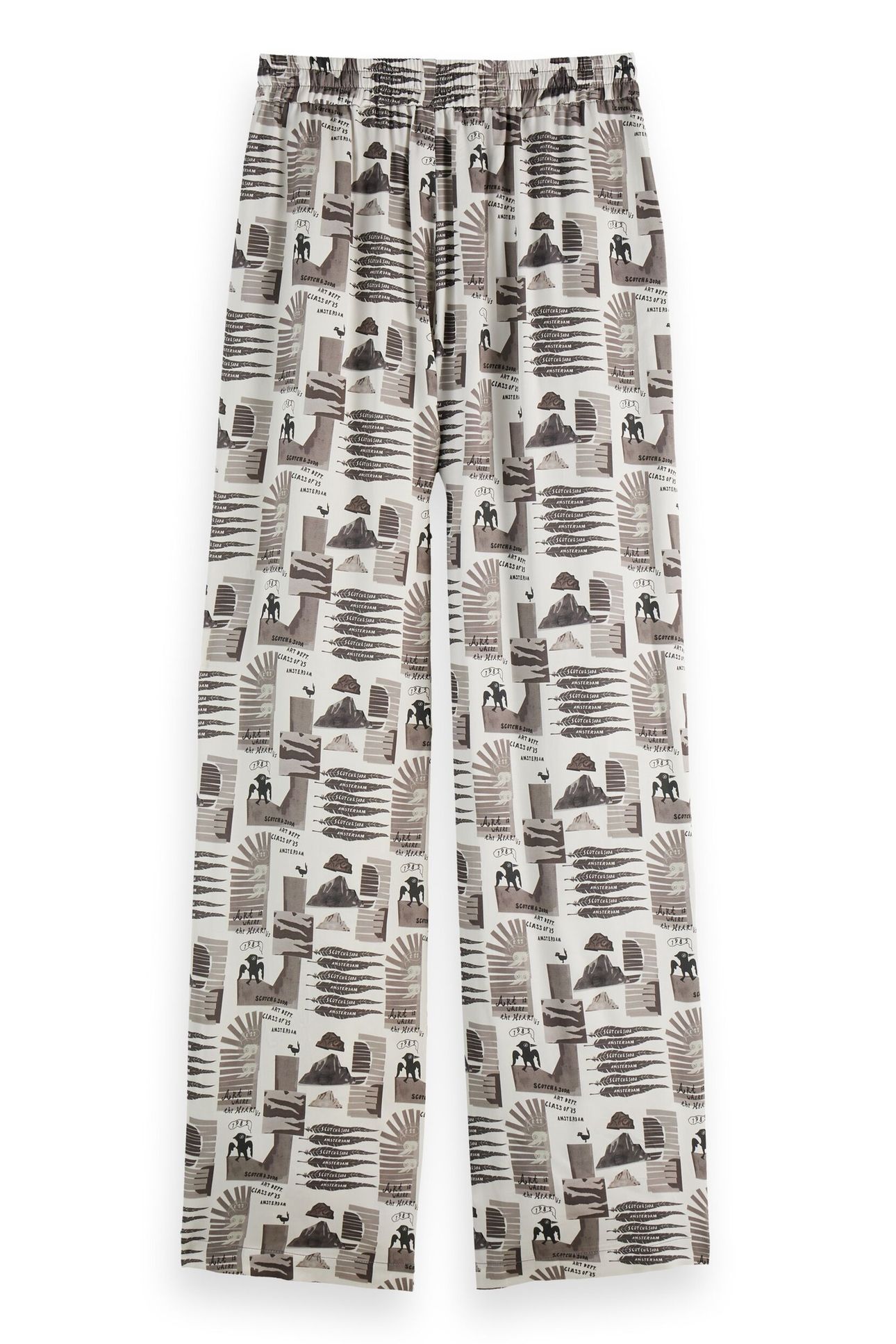 GIA - MID RISE WIDE LEG ELASTICATED TROUSERS ART DEPT COLLAG 4