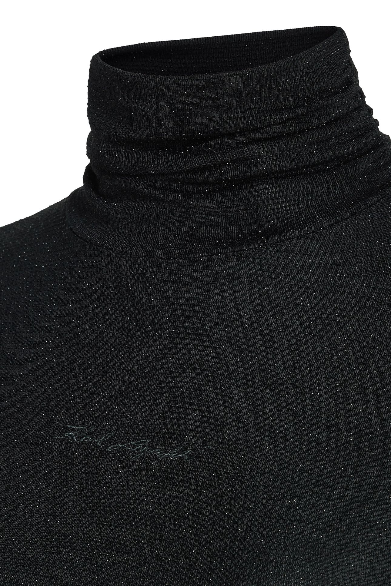 SHINY MOCK NECK LS TOP BLACK 2