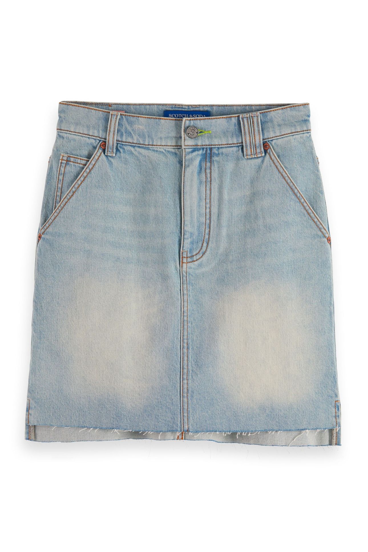 EASY DENIM MINI SKIRT WITH WORKER DETAILS LIGHT WASHED INDIG 3