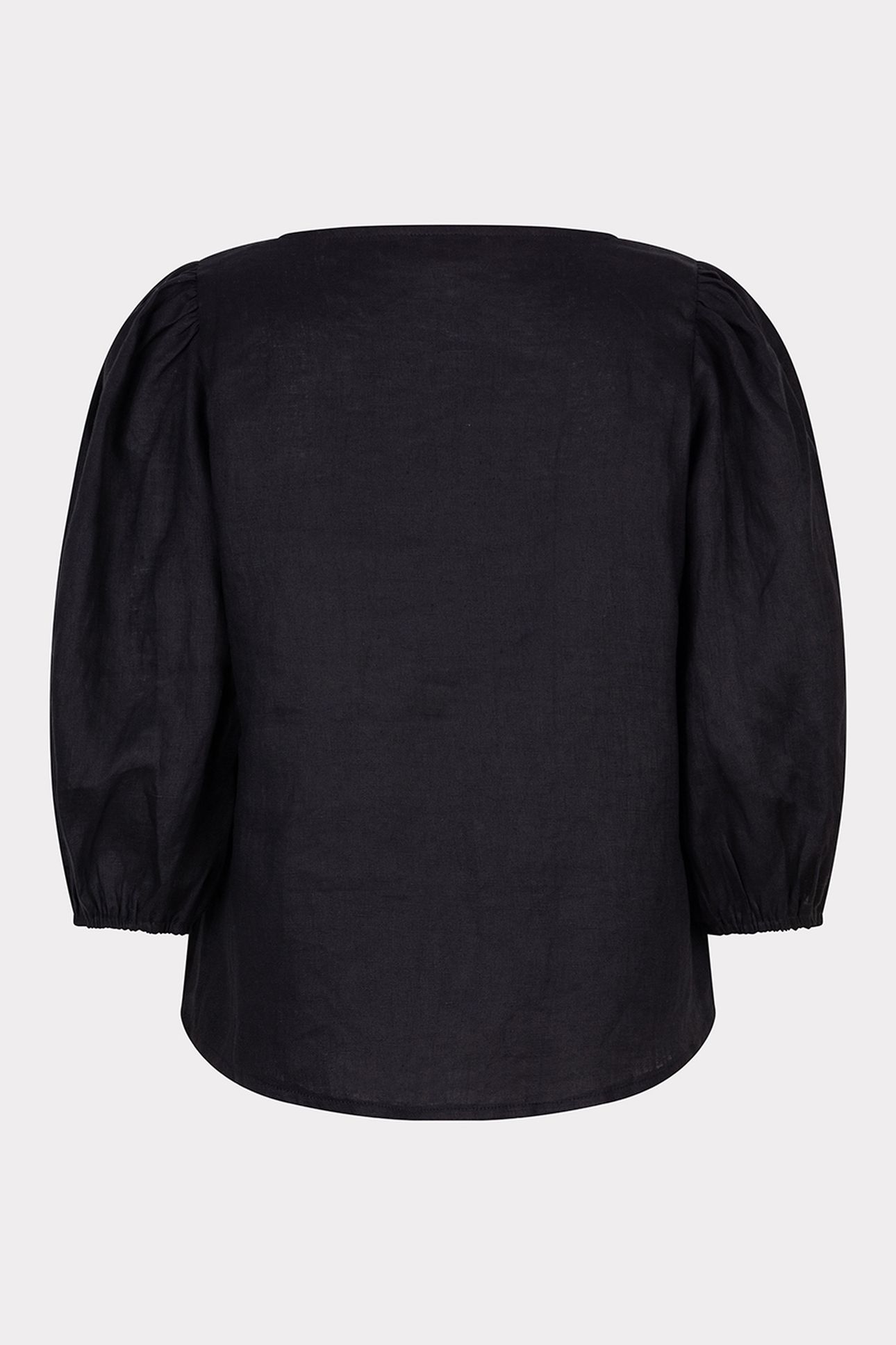 BLOUSE R-NECK LINEN BLACK 5
