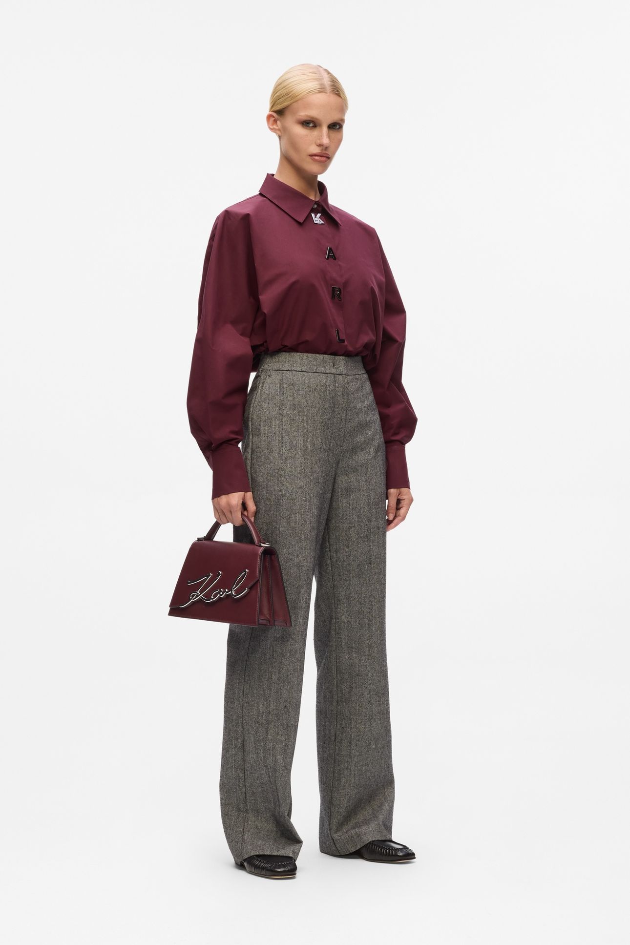 KARL SNAP FASHION POPLIN SHIRT WINDSOR BURGUNDY 3
