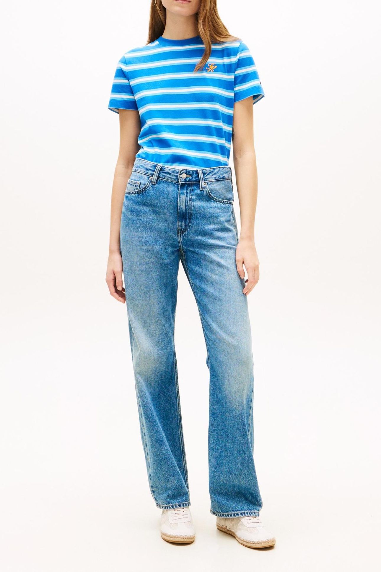 TH SCRIPT REGULAR C-NECK T-SHIRT PREPPY STRIPE BLUE ORBIT 2