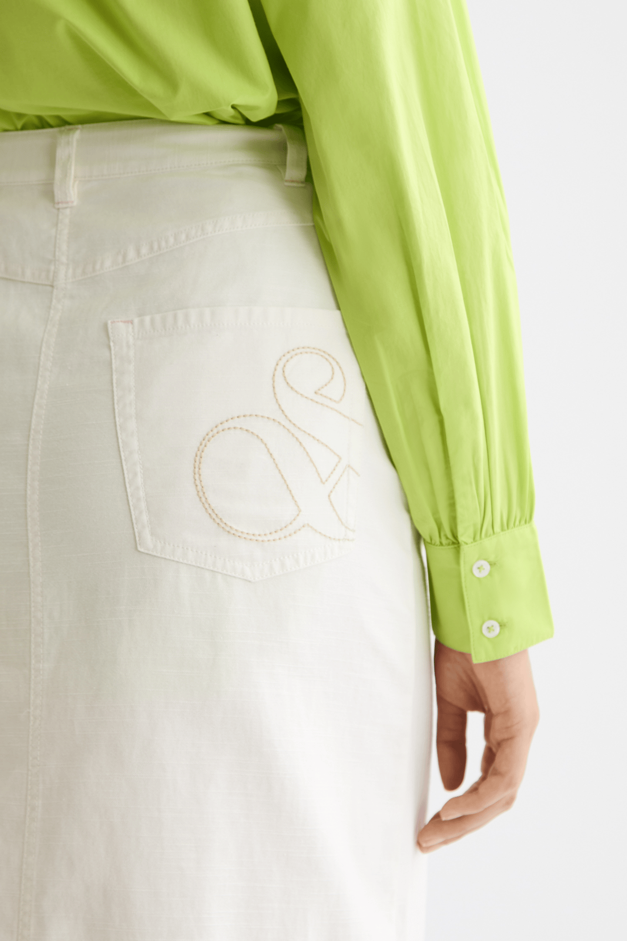 WORKWEAR MIDI SKIRT WITH FRONT SLIT EGGNOG 9