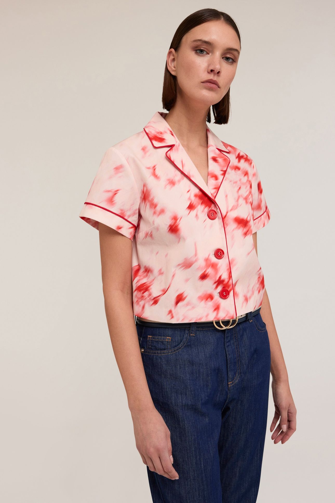 SHORT SHIRT WITH CHINÈ PATTERN RED 1