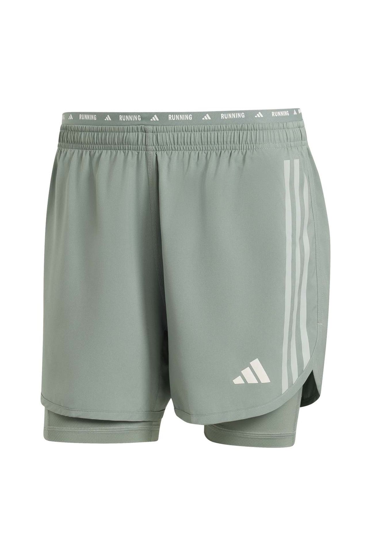 UNISEX PERFORMANCE OWN THE RUN 3 STRIPES 2IN1 SHORT SILVER G 1