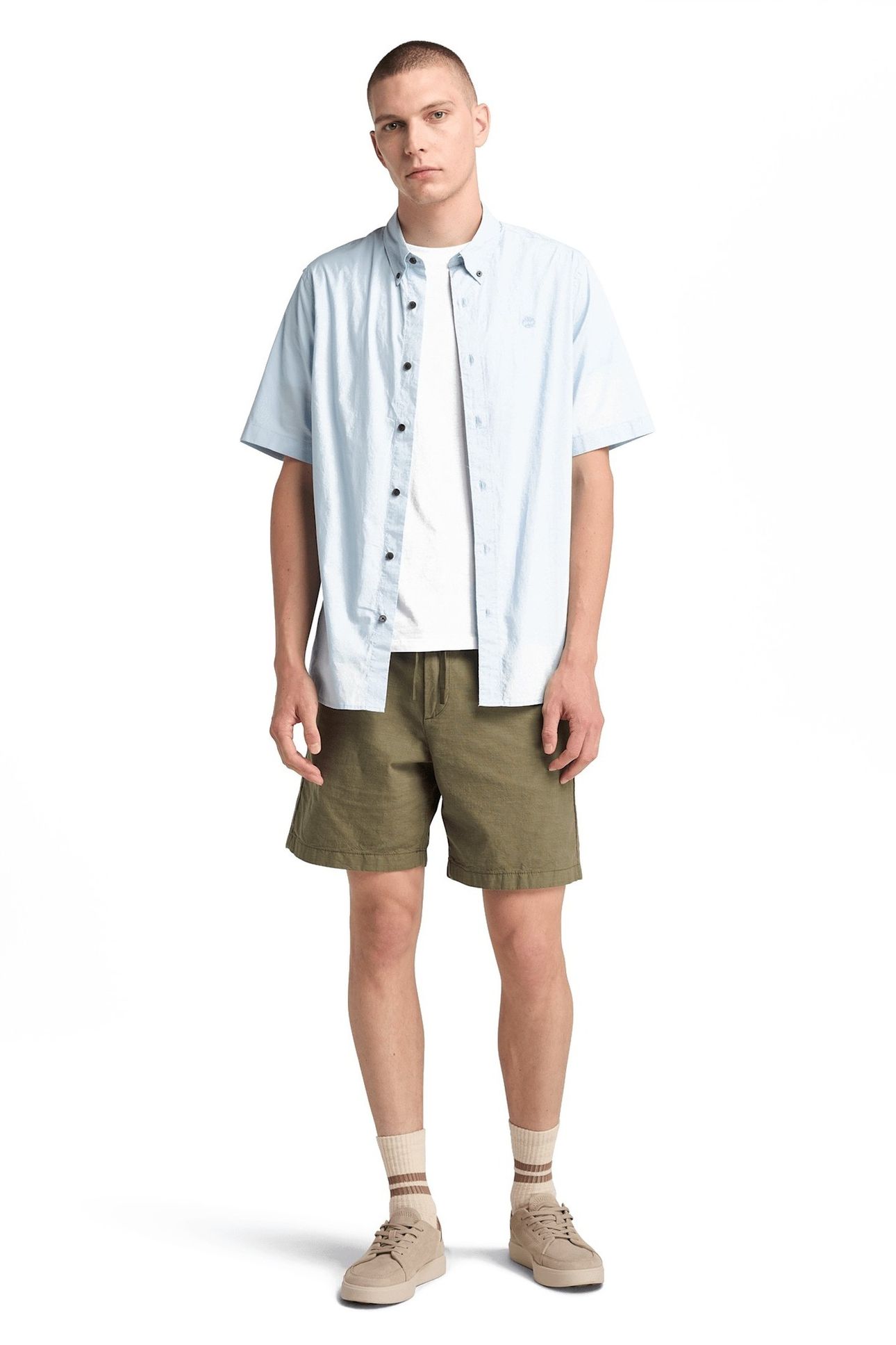 SHORT SLEEVE STRETCH POPLIN SHIRT LIGHT BLUE 1