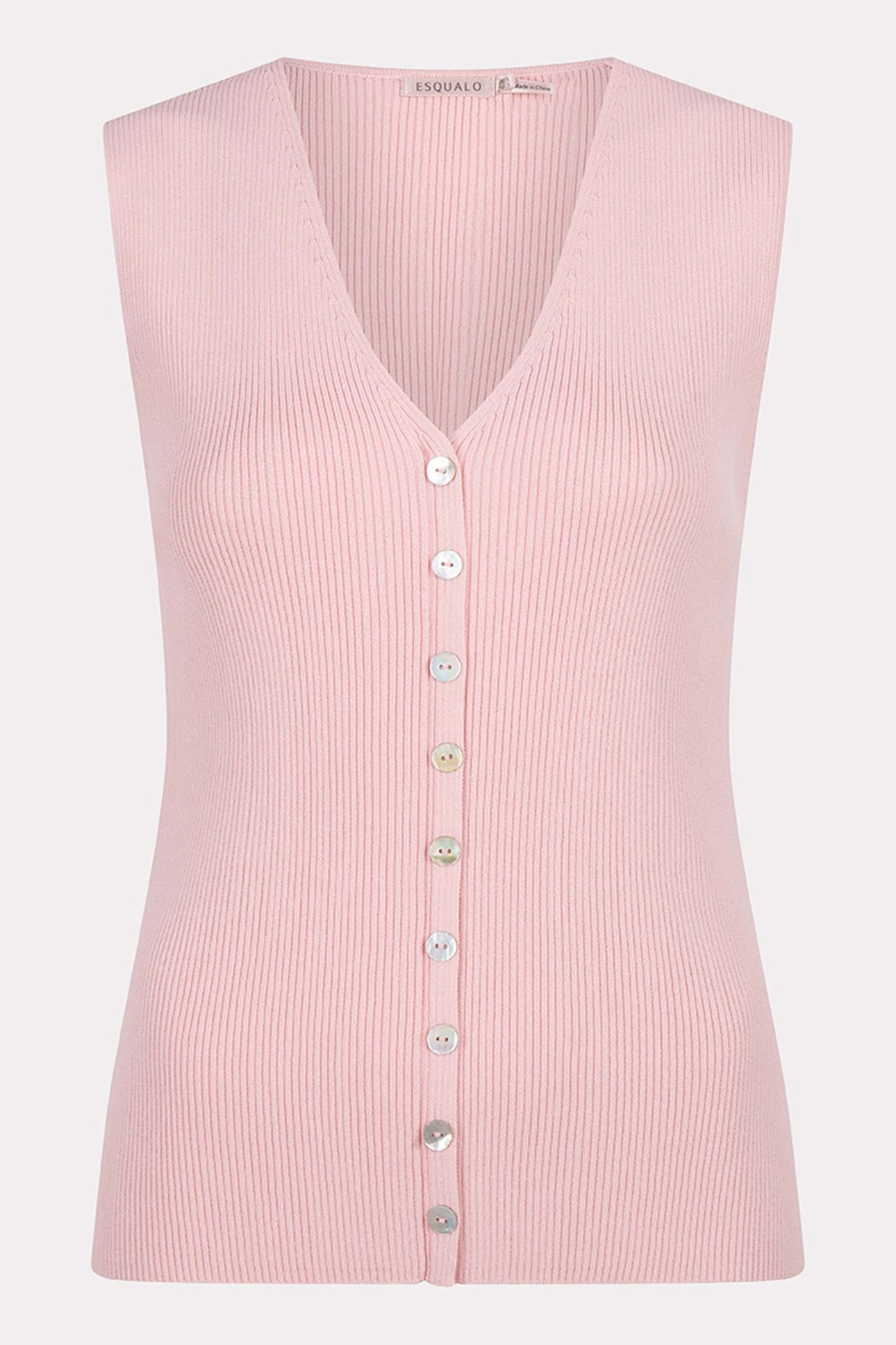 TOP SLV/LSS V-NECK BUTTONS LIGHT PINK 4