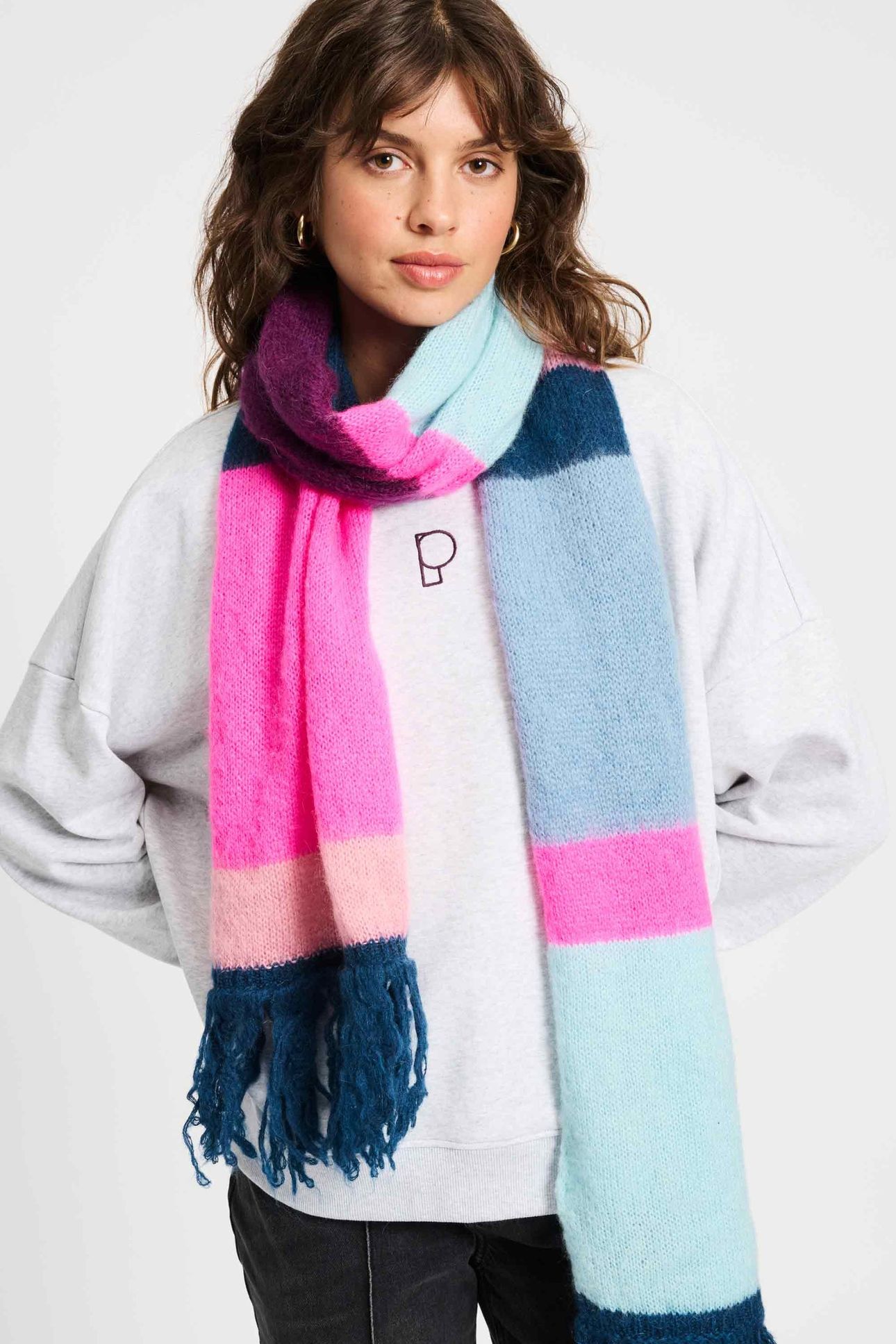 SHAWL - BRUSHED STRIPES BLUE 2