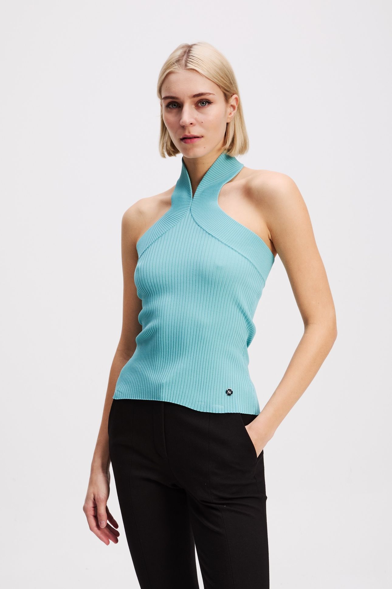 HALTERNECK KNIT TANK STILL WATER 1
