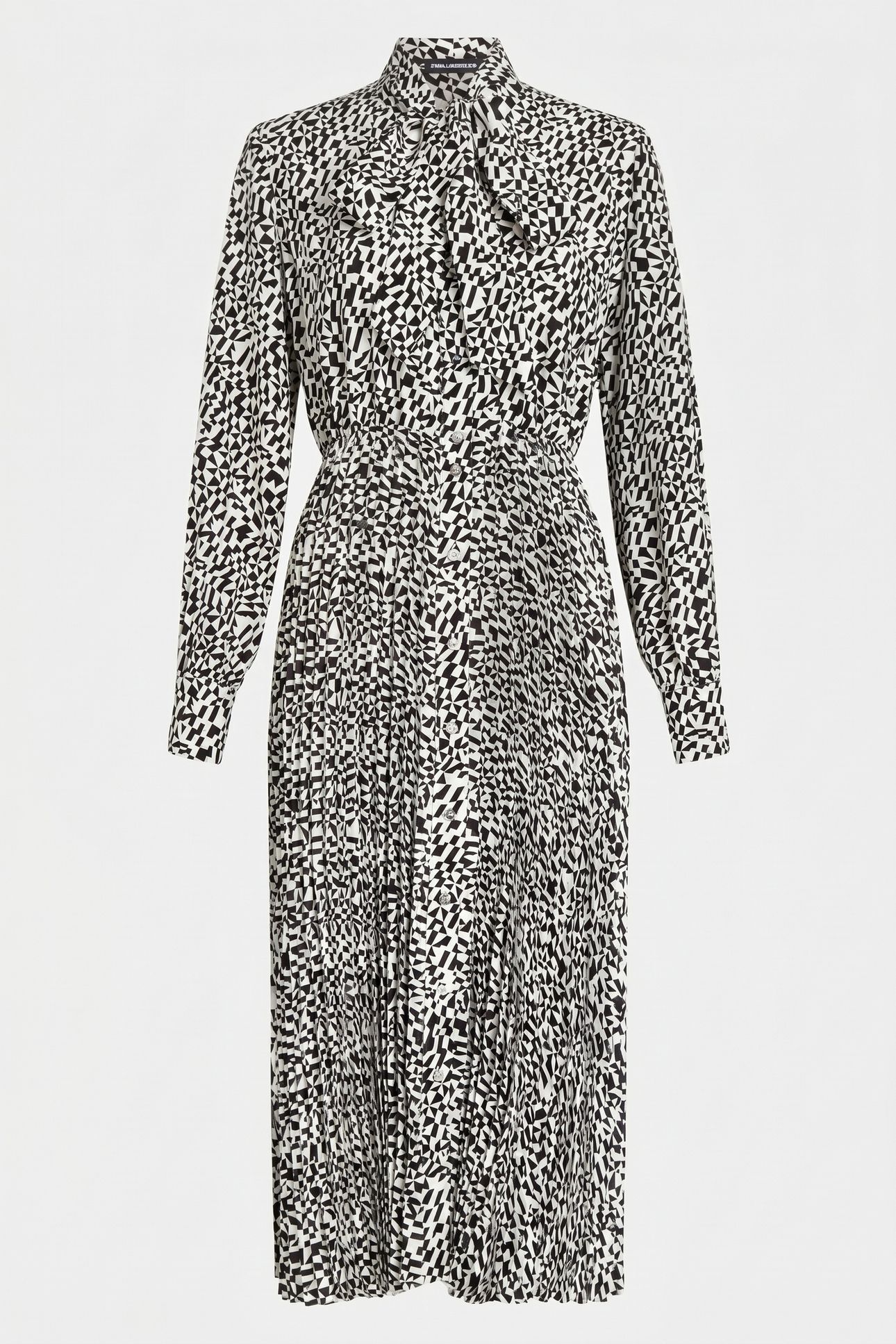 PLEATED SHIRT DRESS BLK-PRISTINE MINI GEO 3