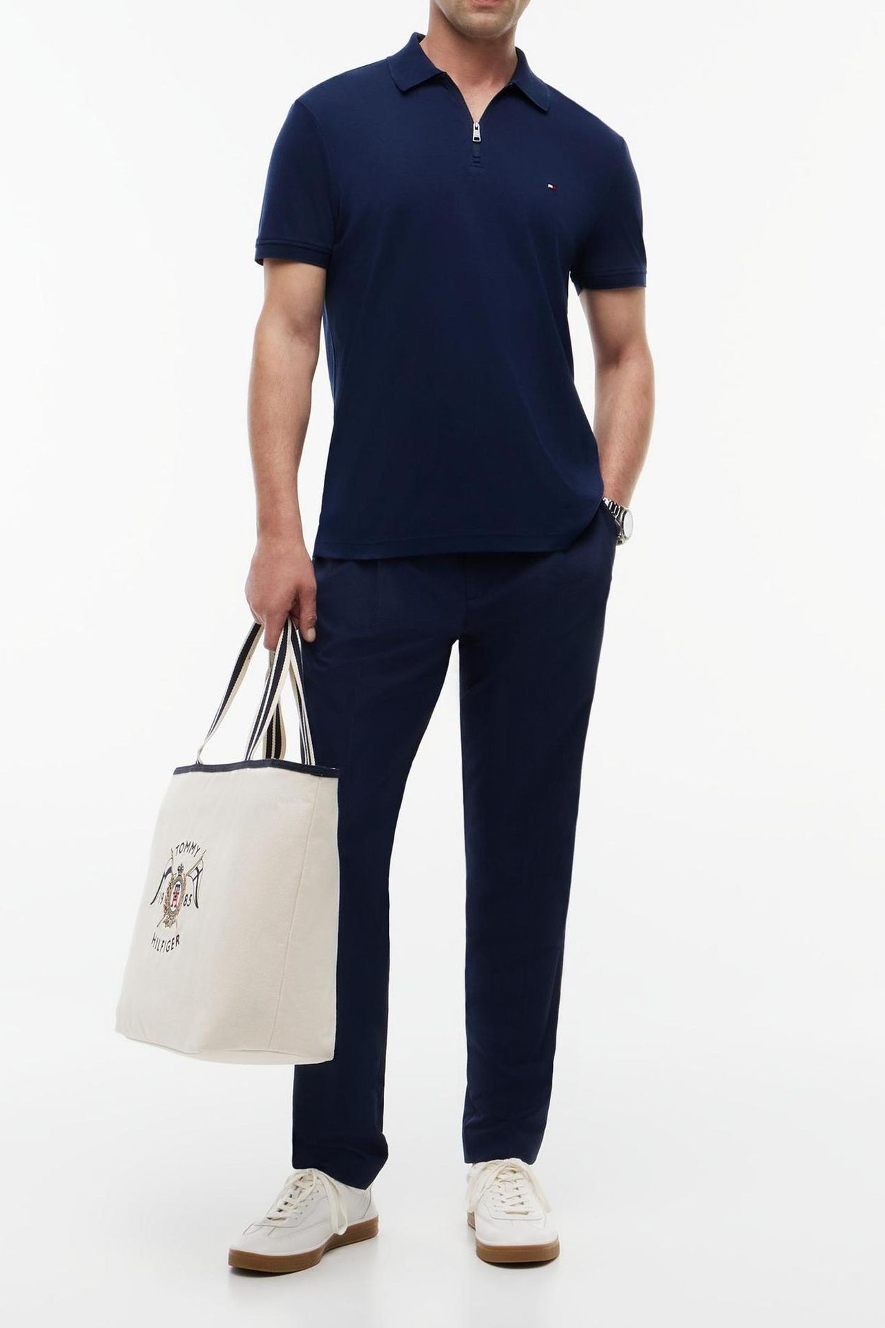 INTERLOCK ZIP REGULAR POLO CARBON NAVY 1