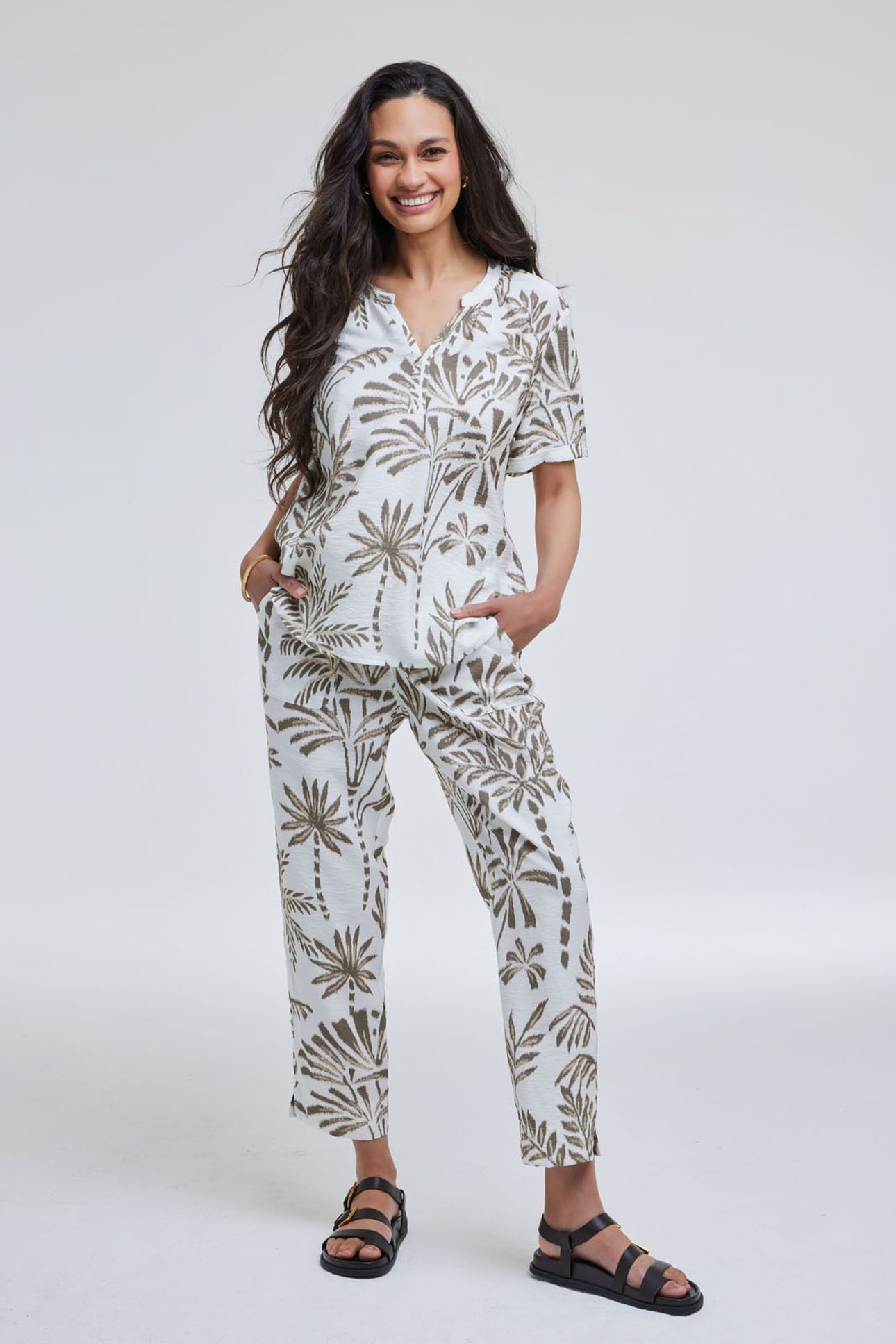 BLOUSE MOANA OFFWHITE PALMER PRINT 2