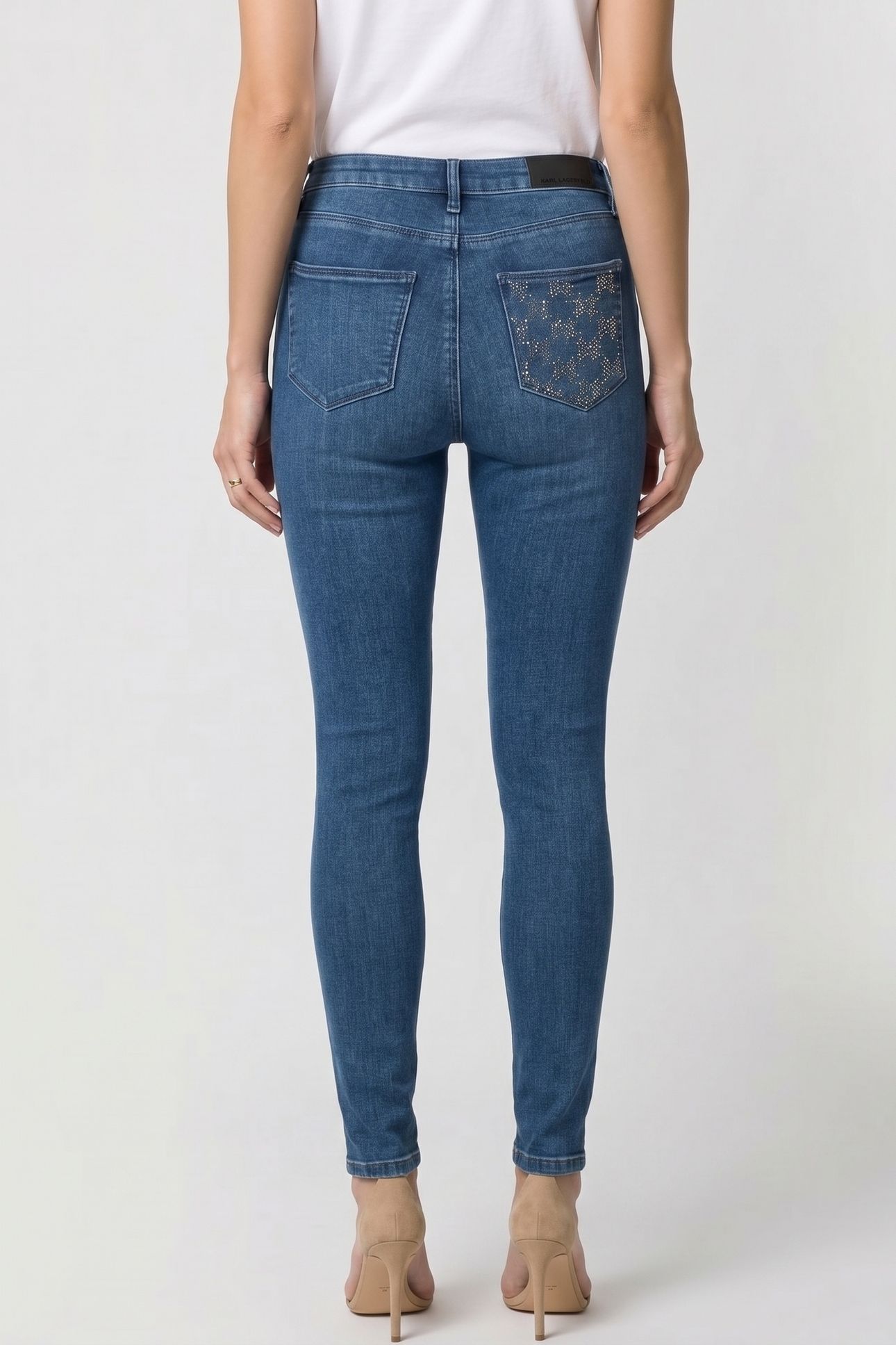HIGH WAIST SKINNY DENIM PANTS DARK BLUE DENIM 2