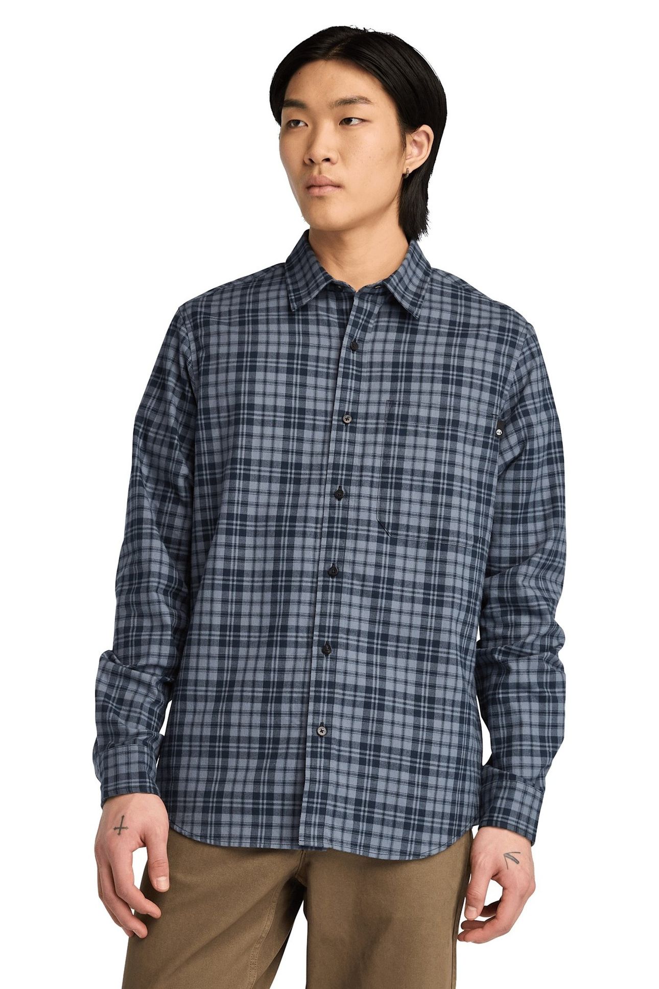 HERRINGBONE FLANNEL PLAID SHIRT DRK SAPPHIRE YD 2