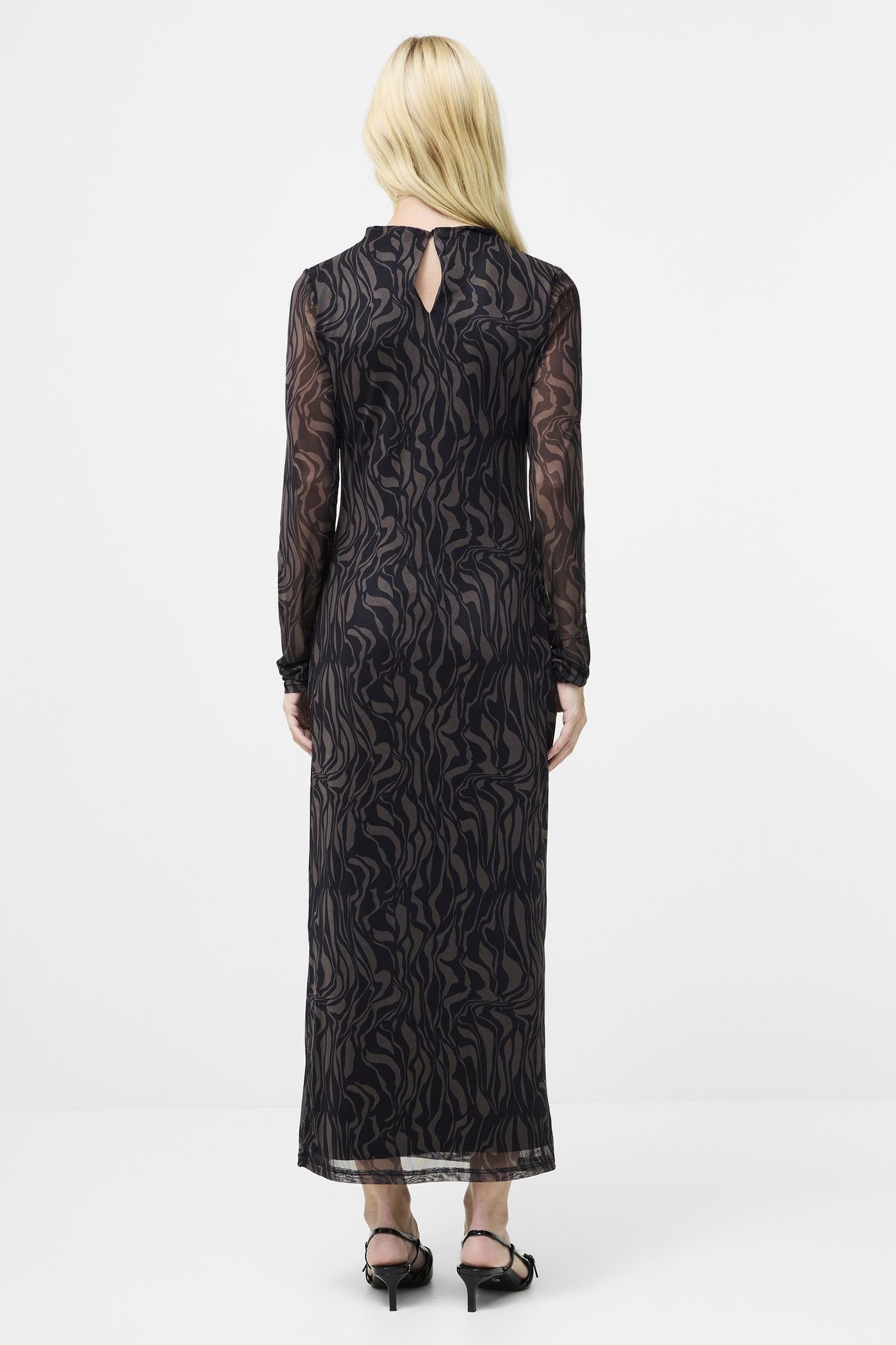 ZARIA MESH L/S DRESS KHAKI/BLK 2