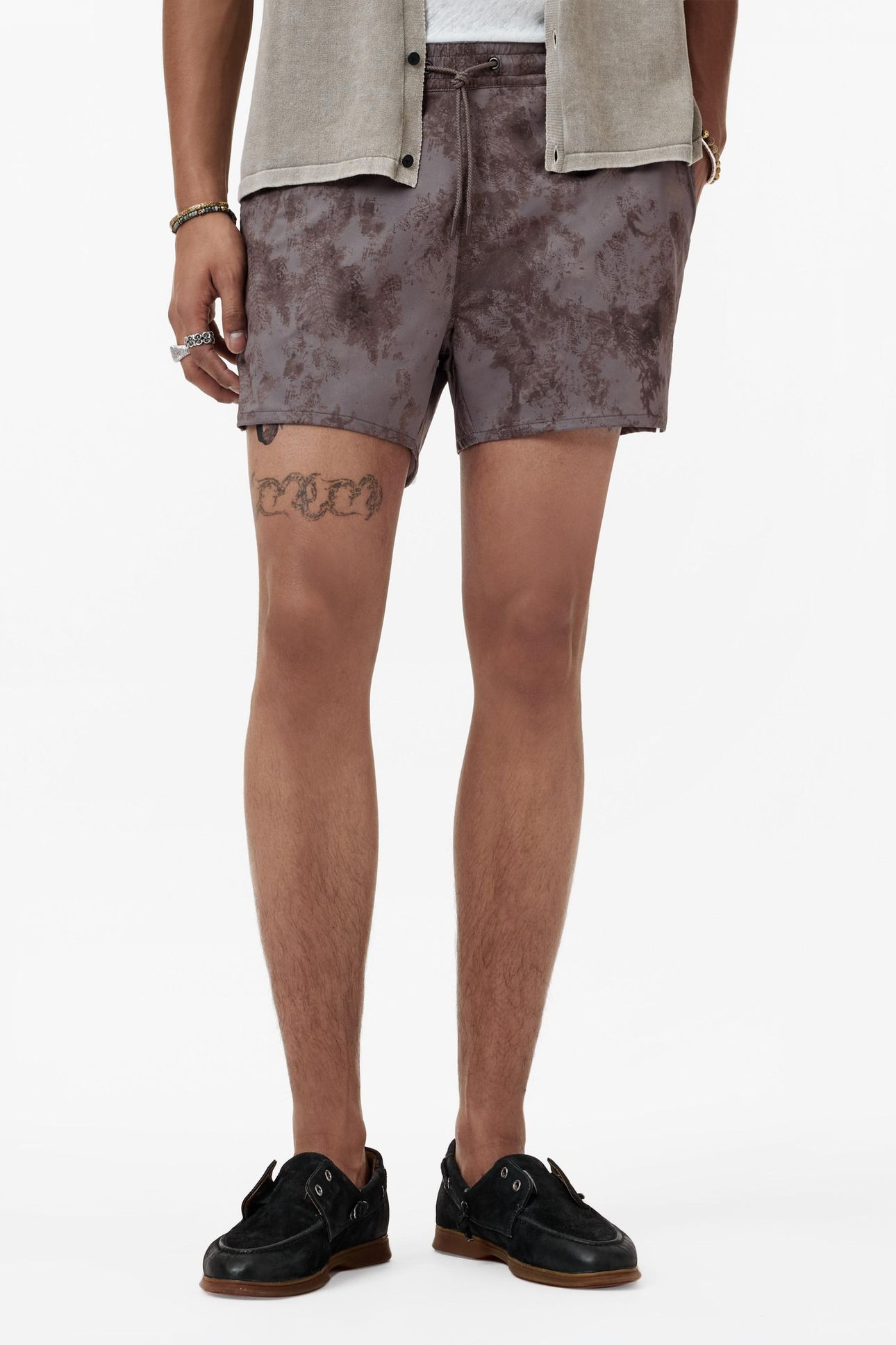 MAUI DRAWSTRING SWIM SHORTS IN PALM TREE MAUVEWOOD 1