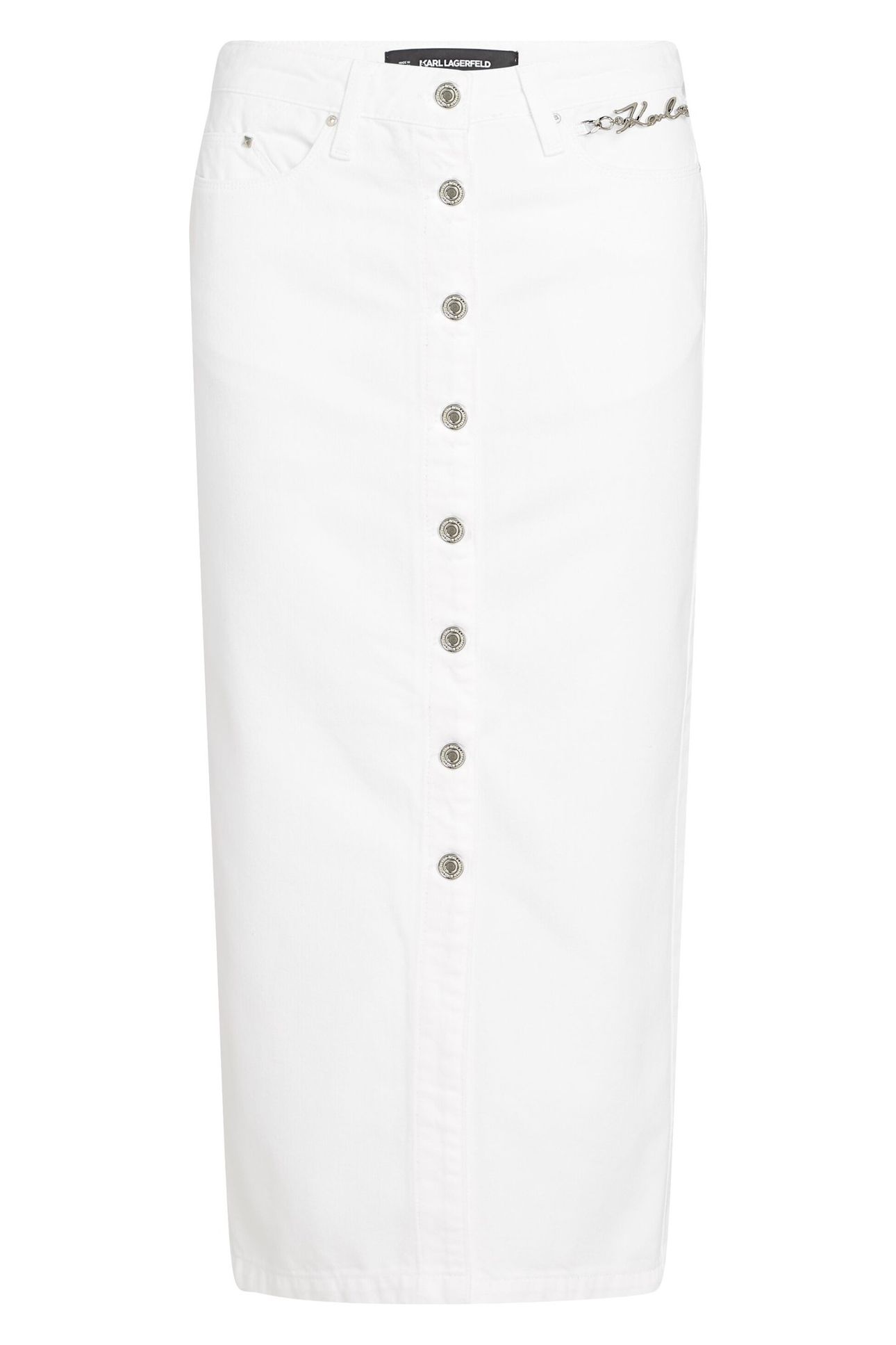 BUTTON WHITE DENIM SKIRT WHITE DENIM 3