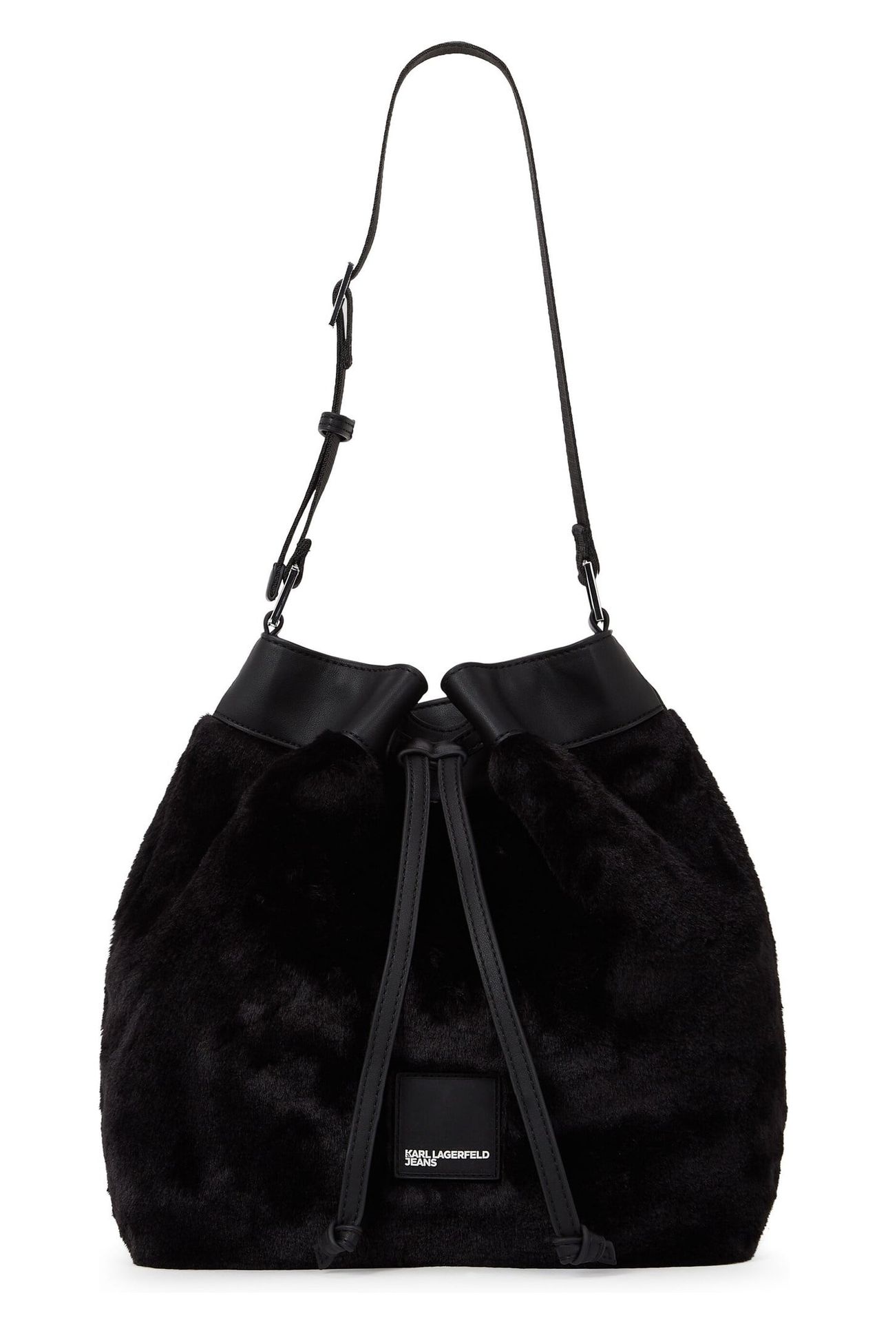 FAUX FUR BUCKET BAG BLACK 1