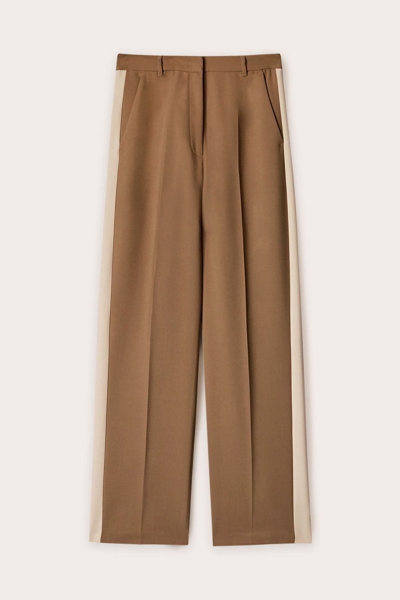 PALAZZO TROUSERS WITH SIDE BAND BROWN 4