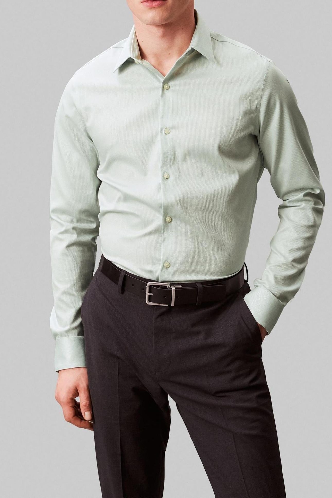 SLIM PERF SOLID SHIRT SAGE 1