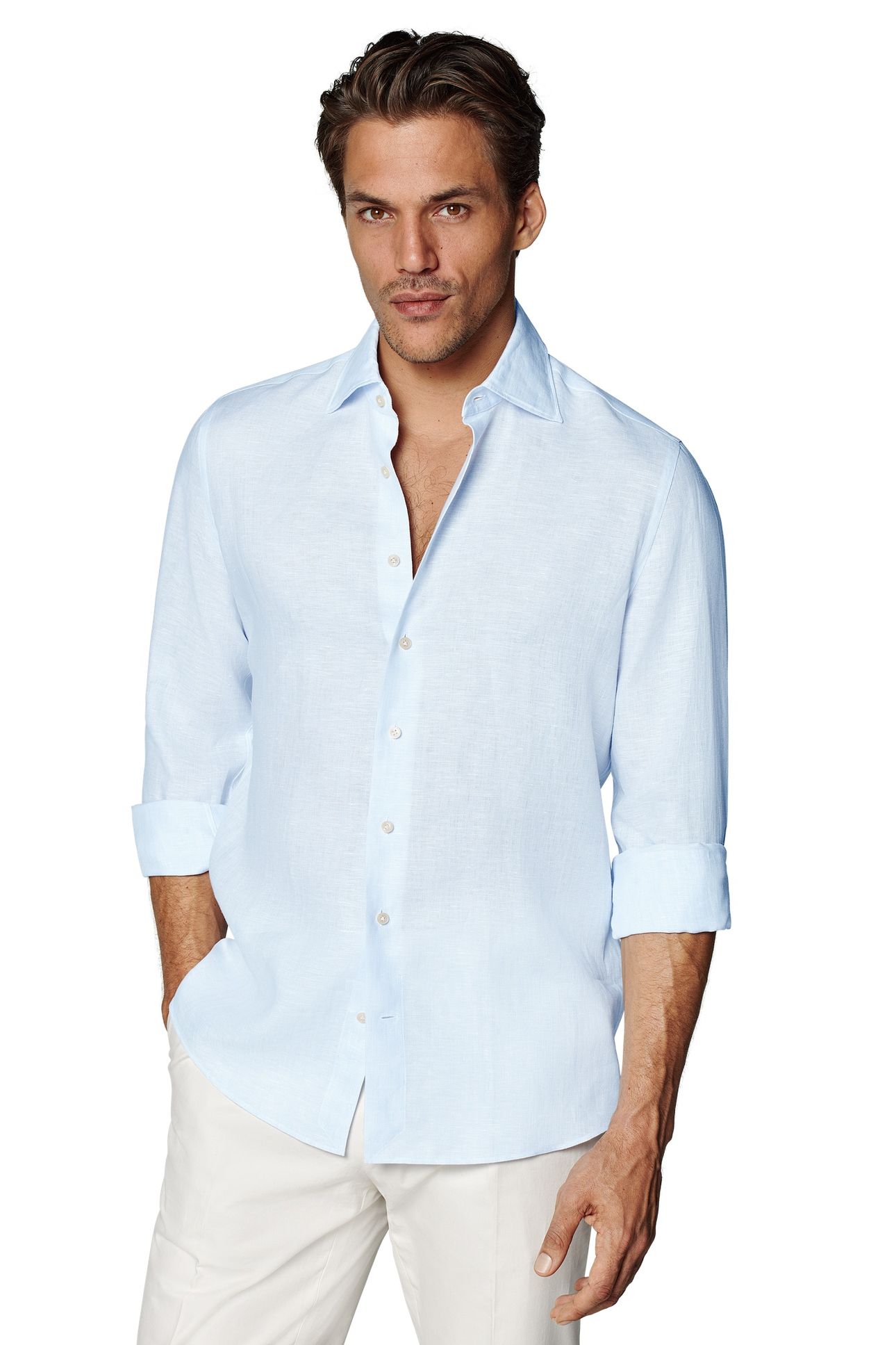PURE LINEN CASUAL SHIRTS LIGHT BLUE 2