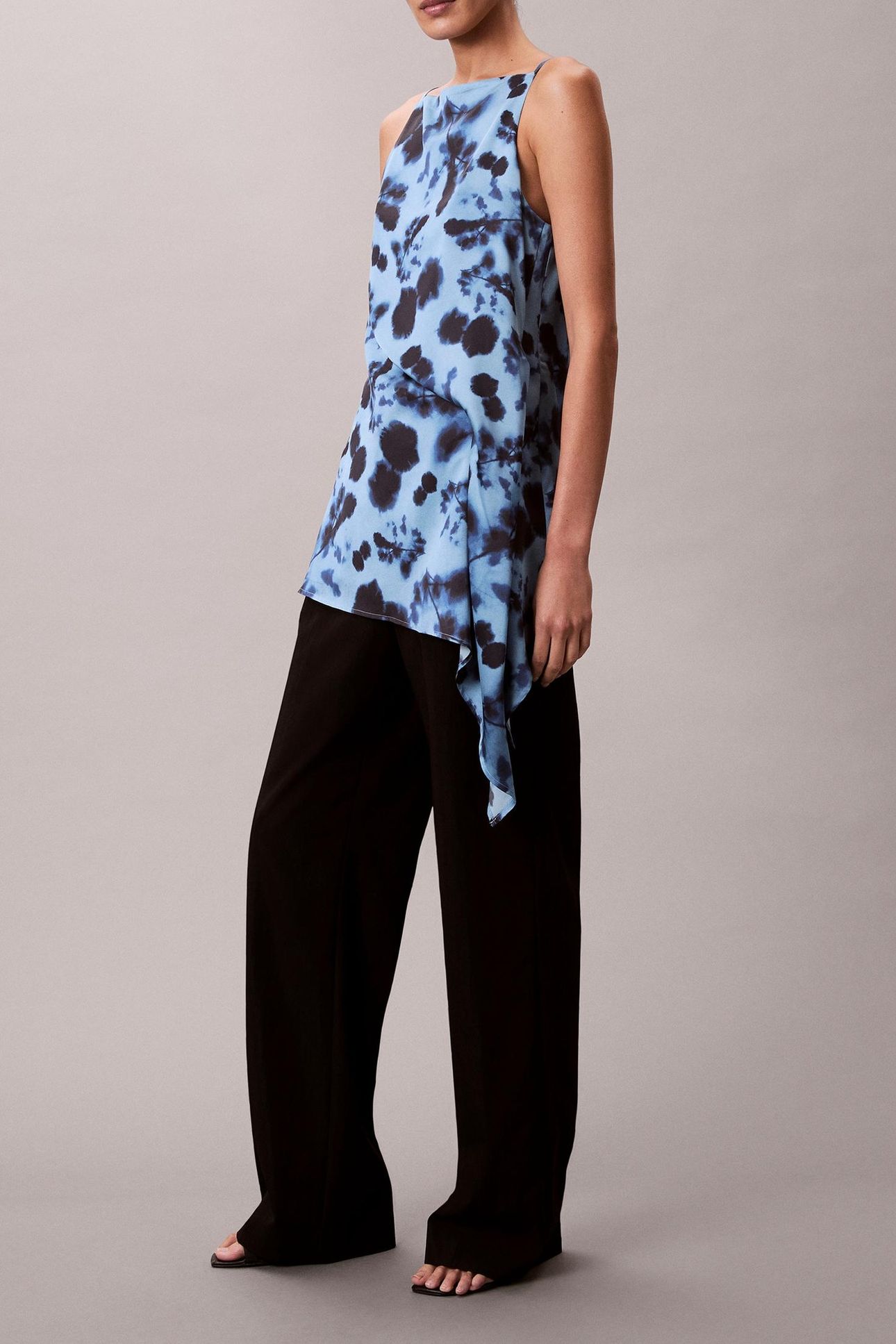 PRINTED SATIN TWISTE SHIRT BLUE 2